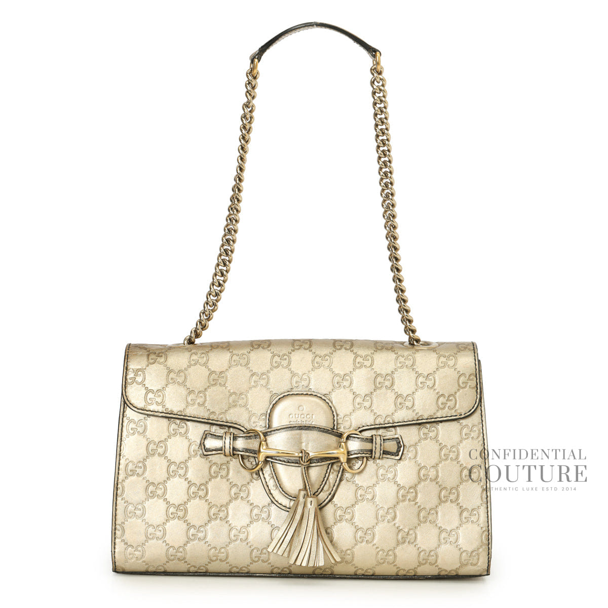 Gucci Medium GG Signature Emily Gold Chain Shoulder Bag