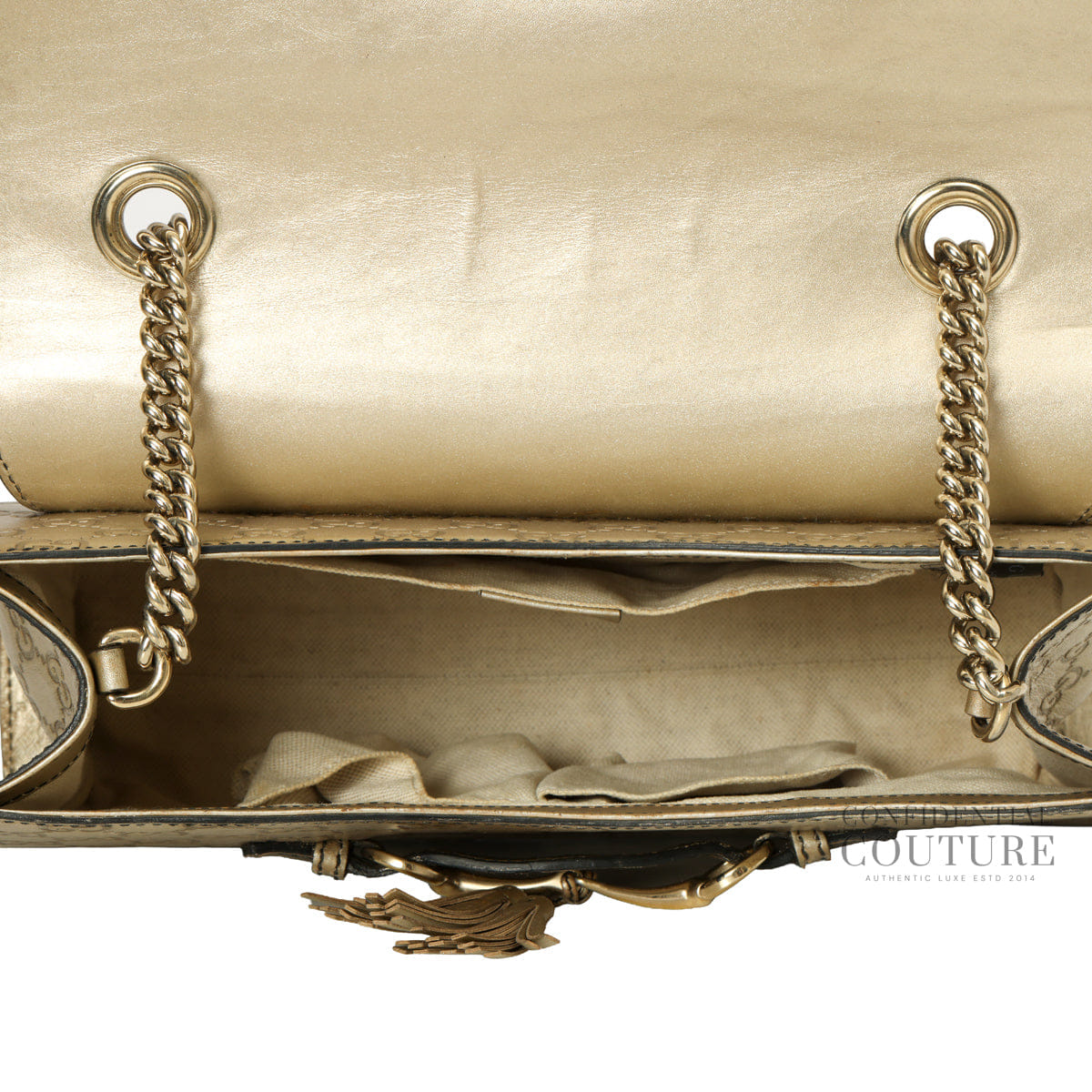 Gucci Medium GG Signature Emily Gold Chain Shoulder Bag