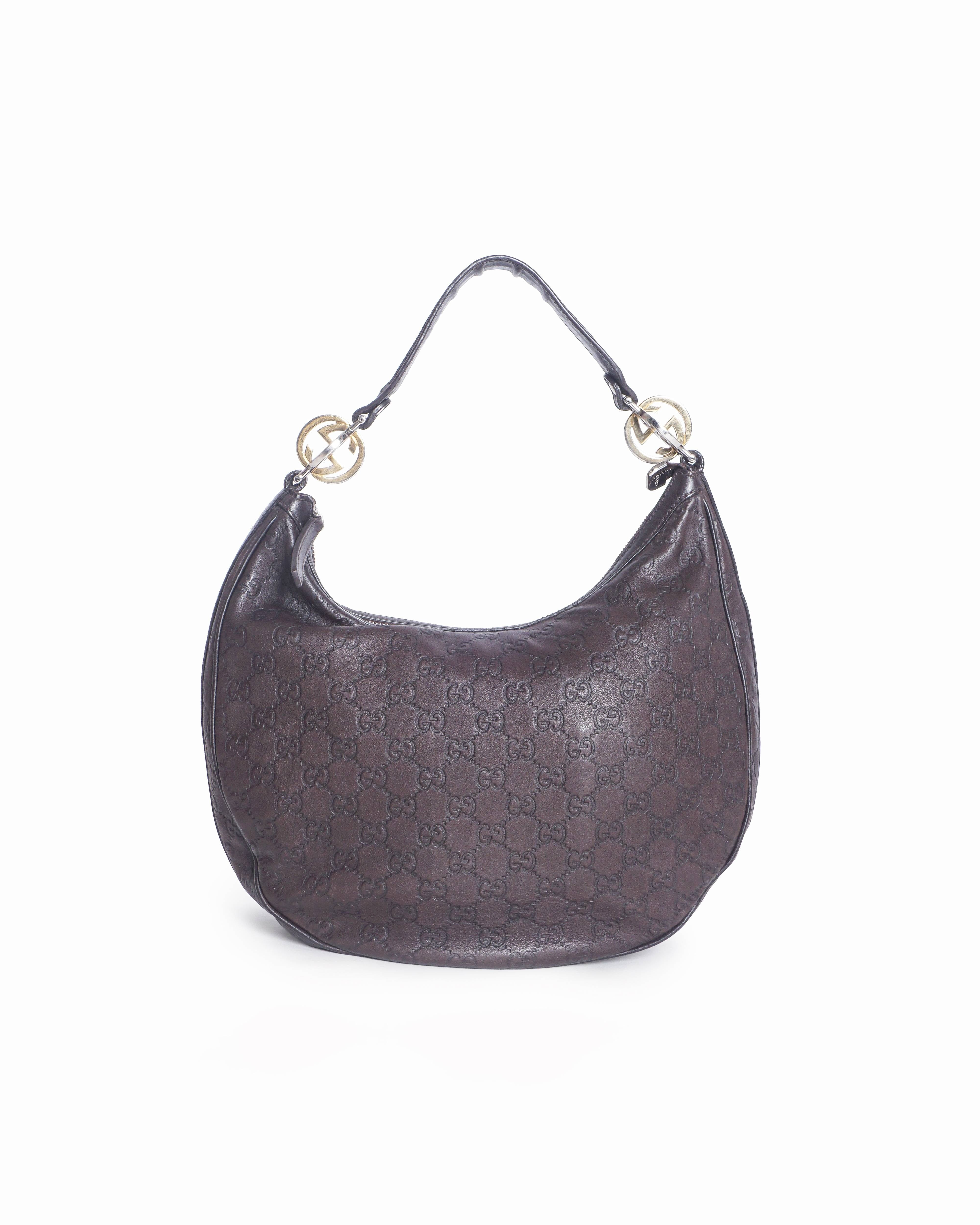 Gucci Dark Brown Guccissima Leather Hobo Shoulder Bag
