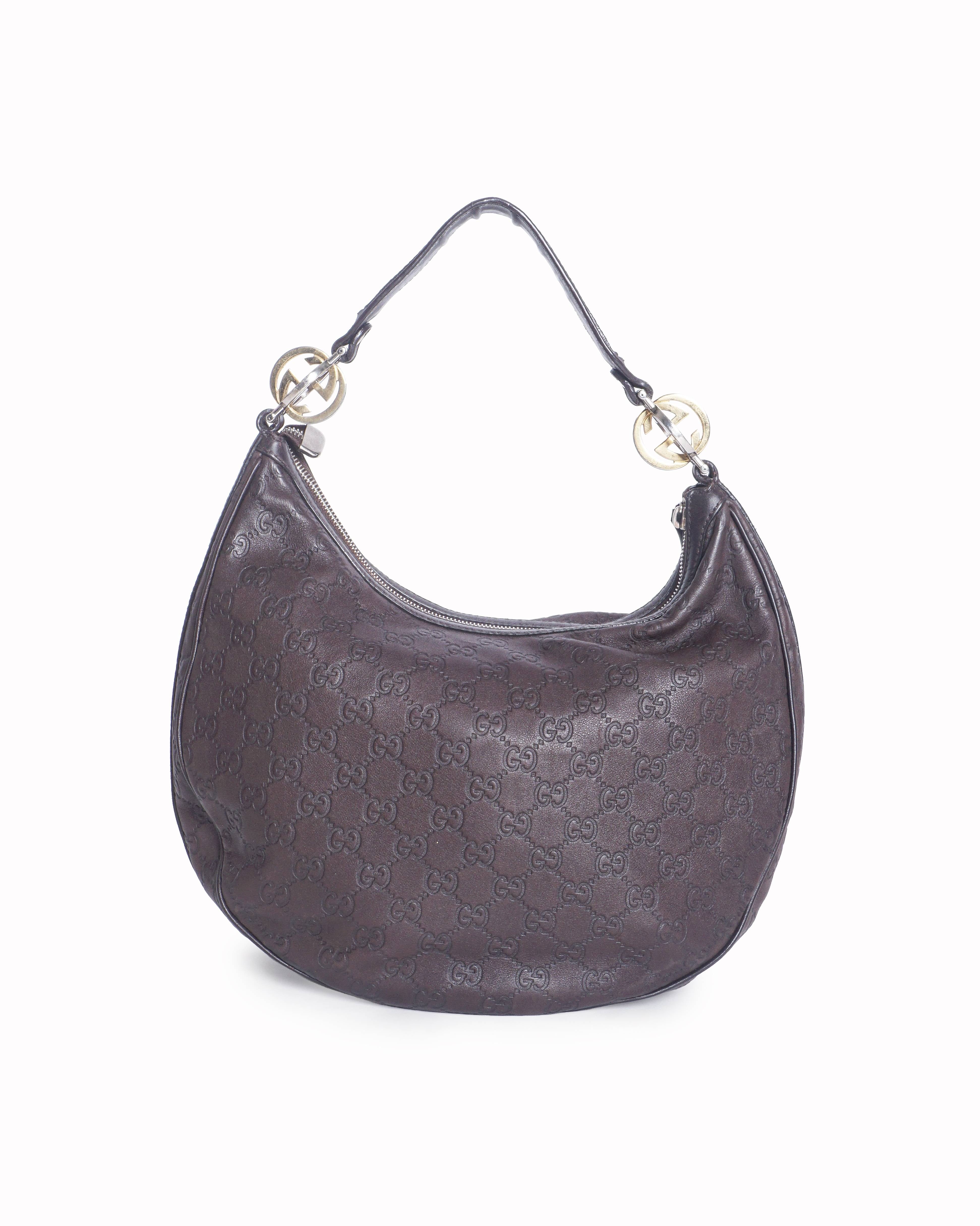 Gucci Dark Brown Guccissima Leather Hobo Shoulder Bag