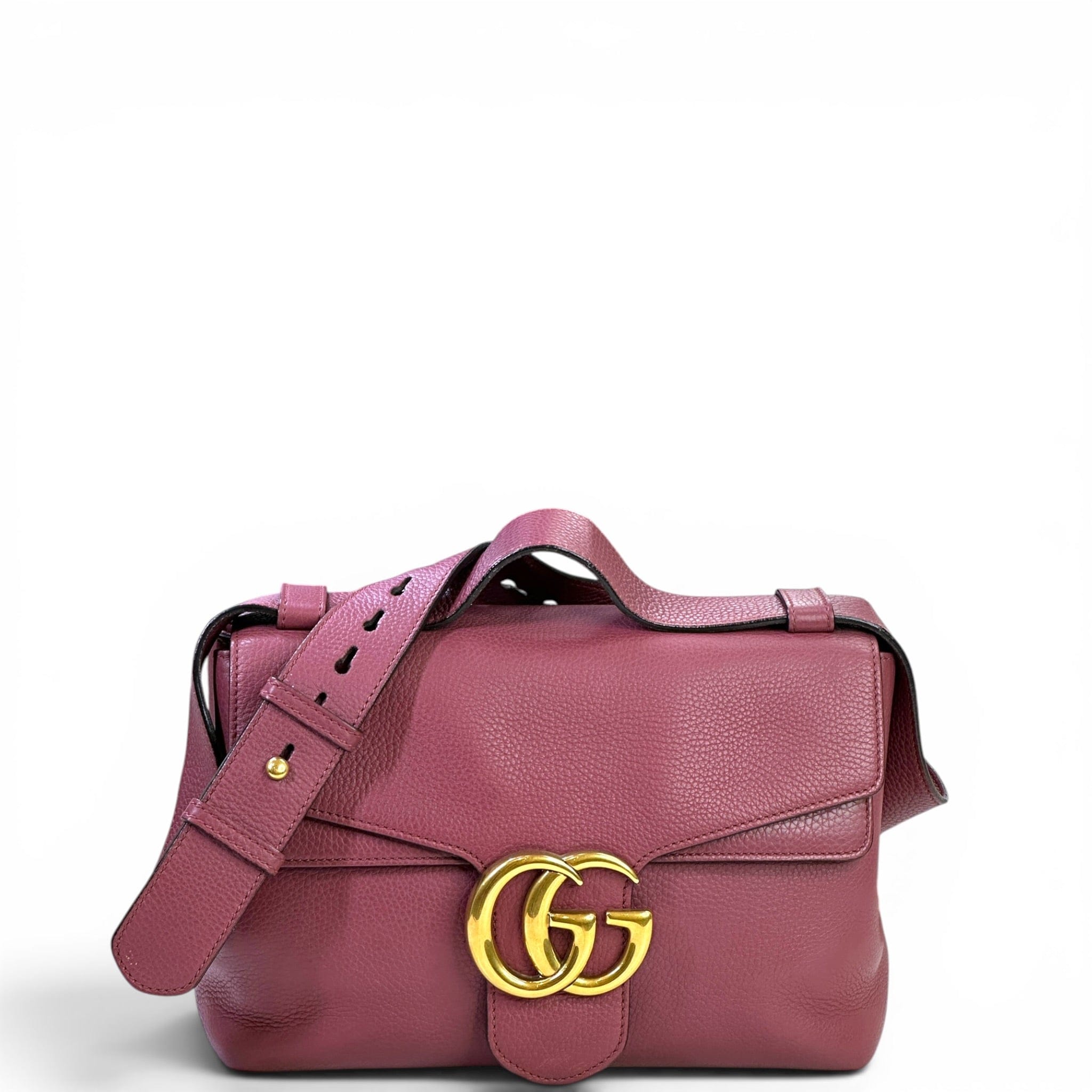 Gucci GG Marmont Shoulder Bag Pink Pebbled Leather