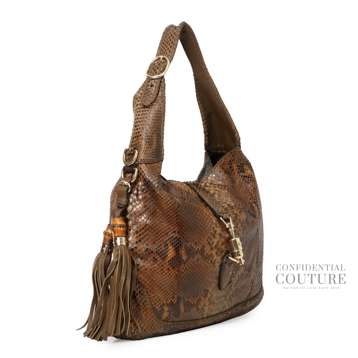 Gucci Brown Medium Python Jackie Shoulder Bag