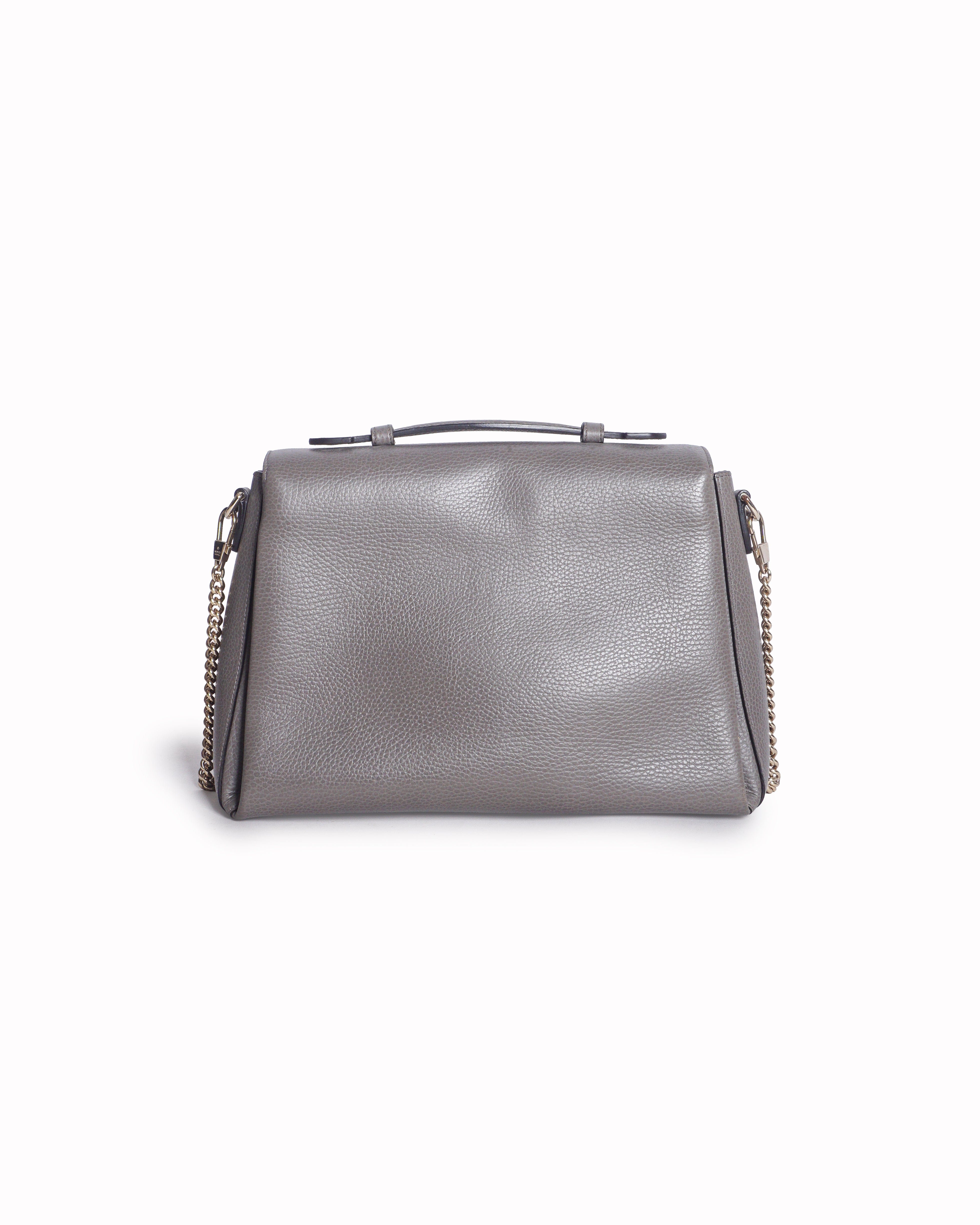 Gucci Grey Dollar Leather Interlocking G Medium Flap Bag