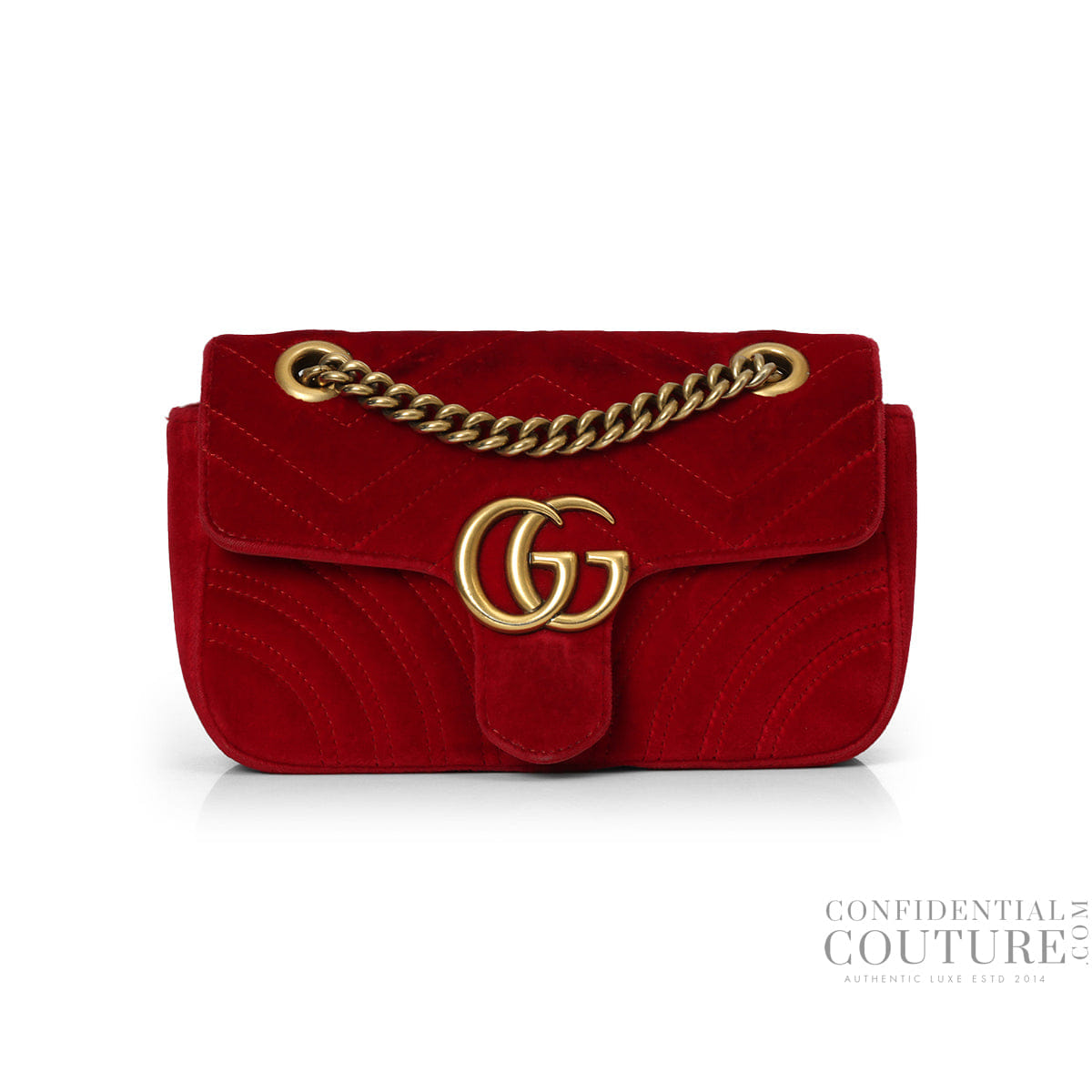 Gucci GG Marmont Small Red Velvet Shoulder Bag