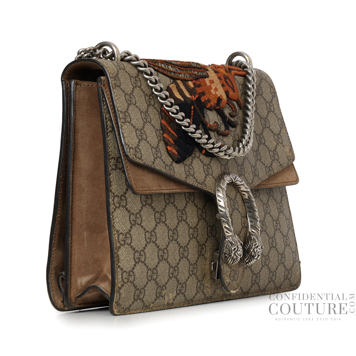 Gucci Beige/Brown GG Supreme Medium Dionysus Bee Bag