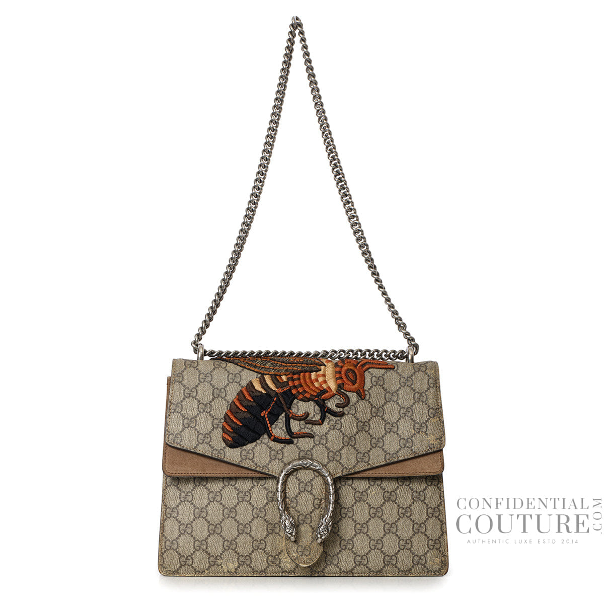 Gucci Beige/Brown GG Supreme Medium Dionysus Bee Bag