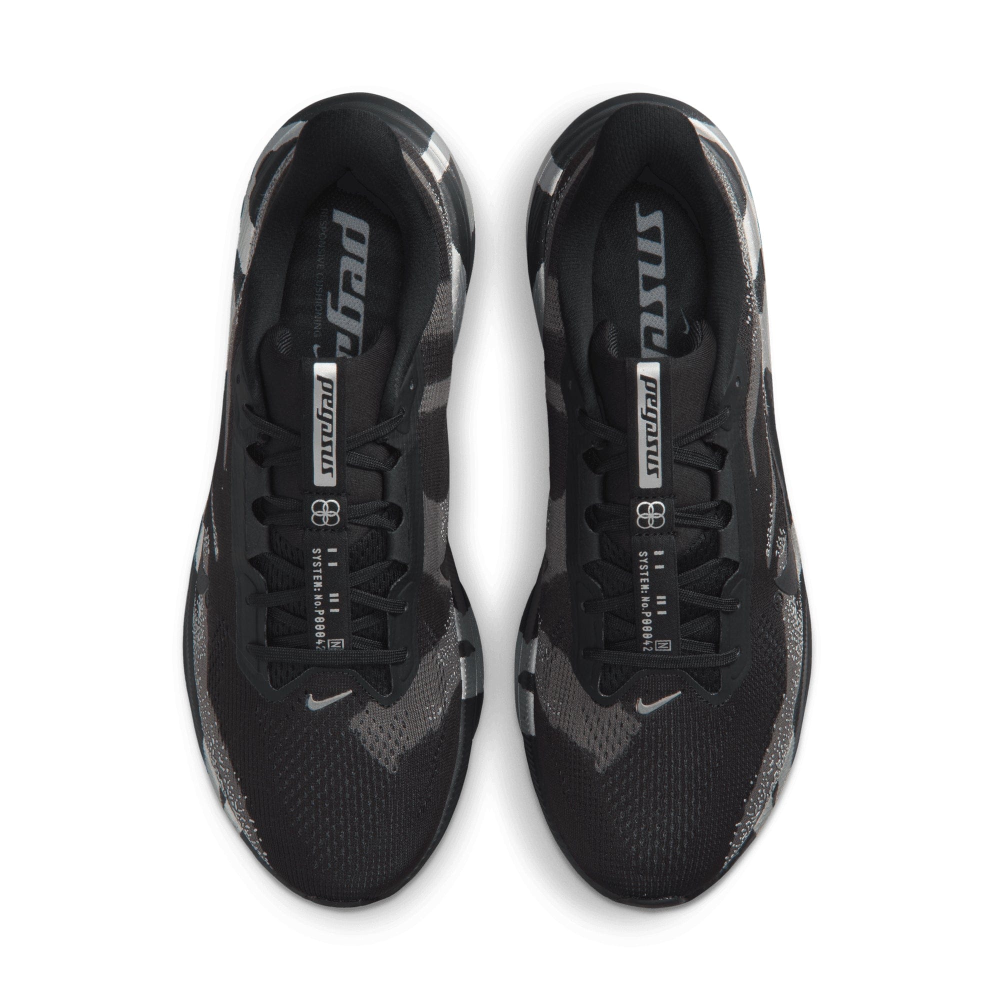 Nike Pegasus 42 BLACK/BLACK - MEDIUM ASH - METALLIC SILVER IQ3928 - 001