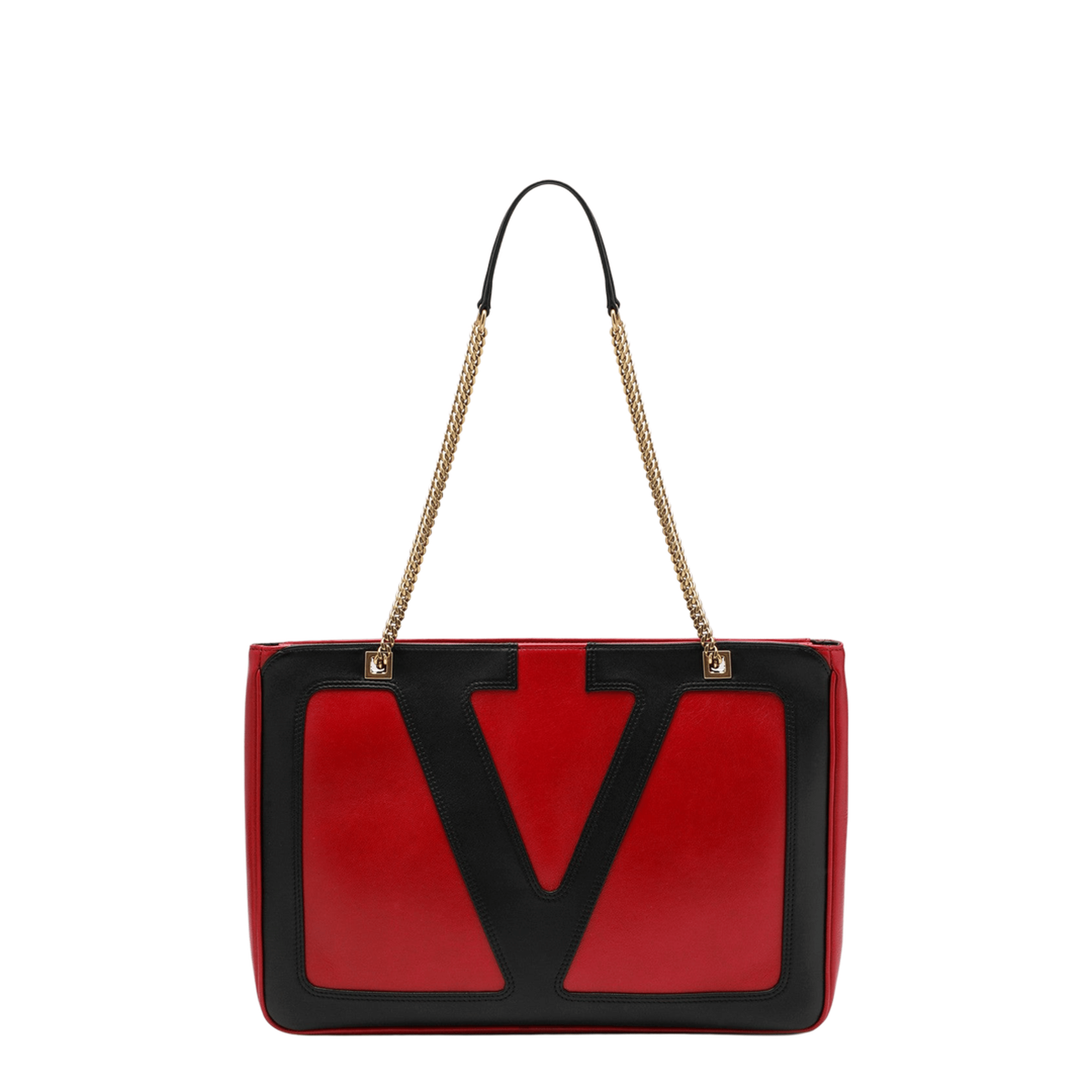 Valentino Viva Superstar Medium Leather Tote - Red Black