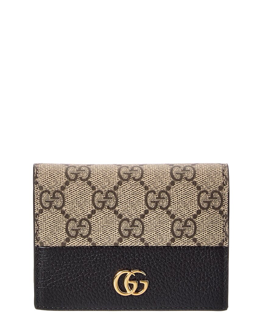 Gucci Gg Marmont Gg Supreme Canvas & Leather Card Case