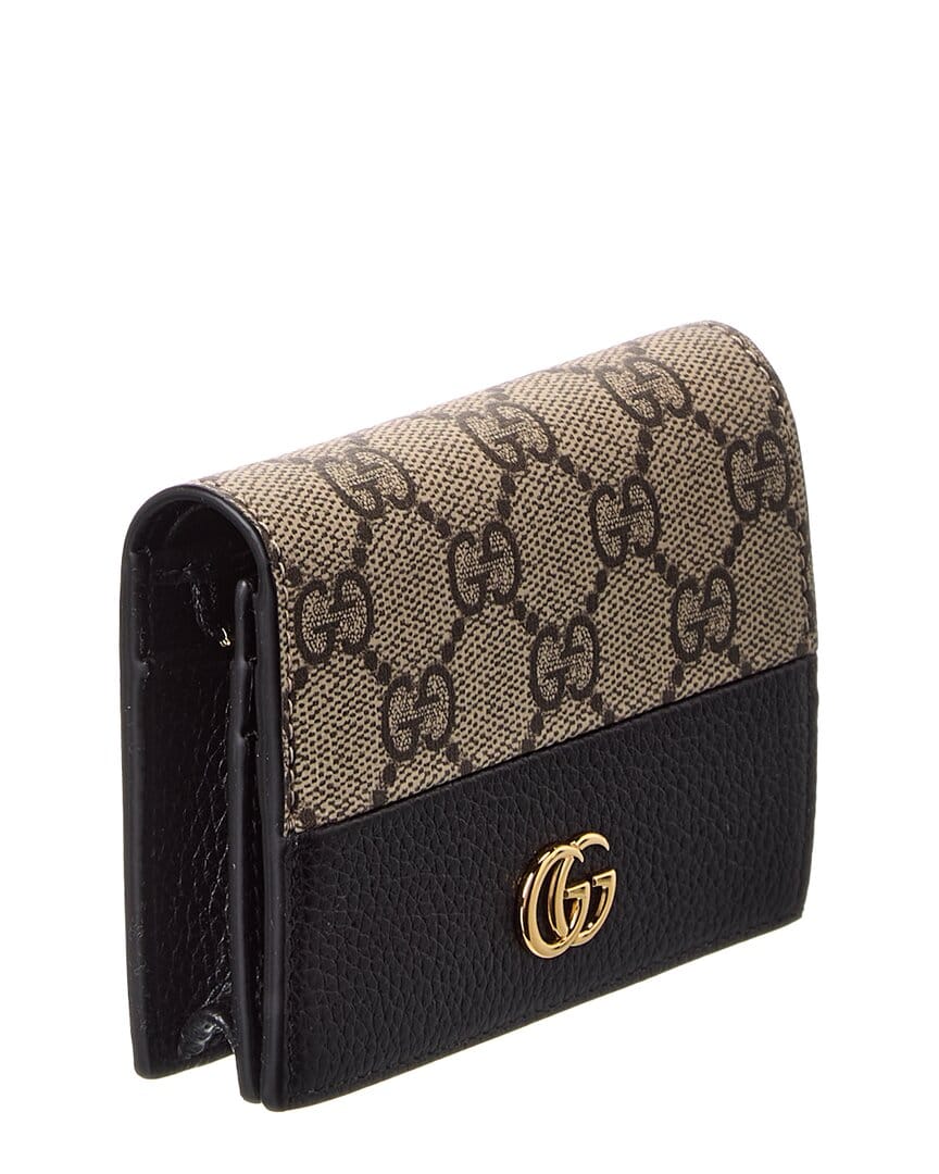 Gucci Gg Marmont Gg Supreme Canvas & Leather Card Case