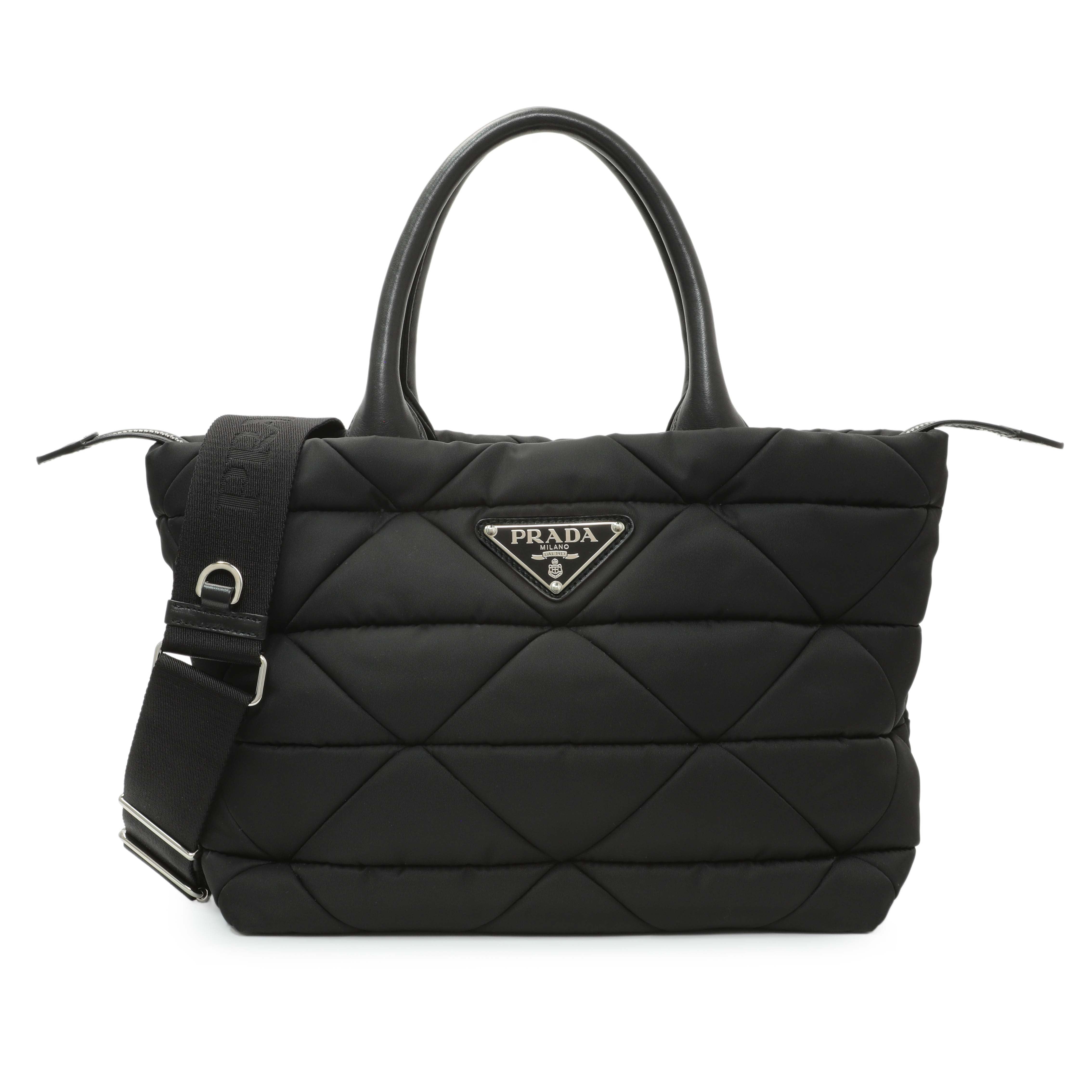 Prada Black Re - Nylon Padded Double Handled Zip Tote