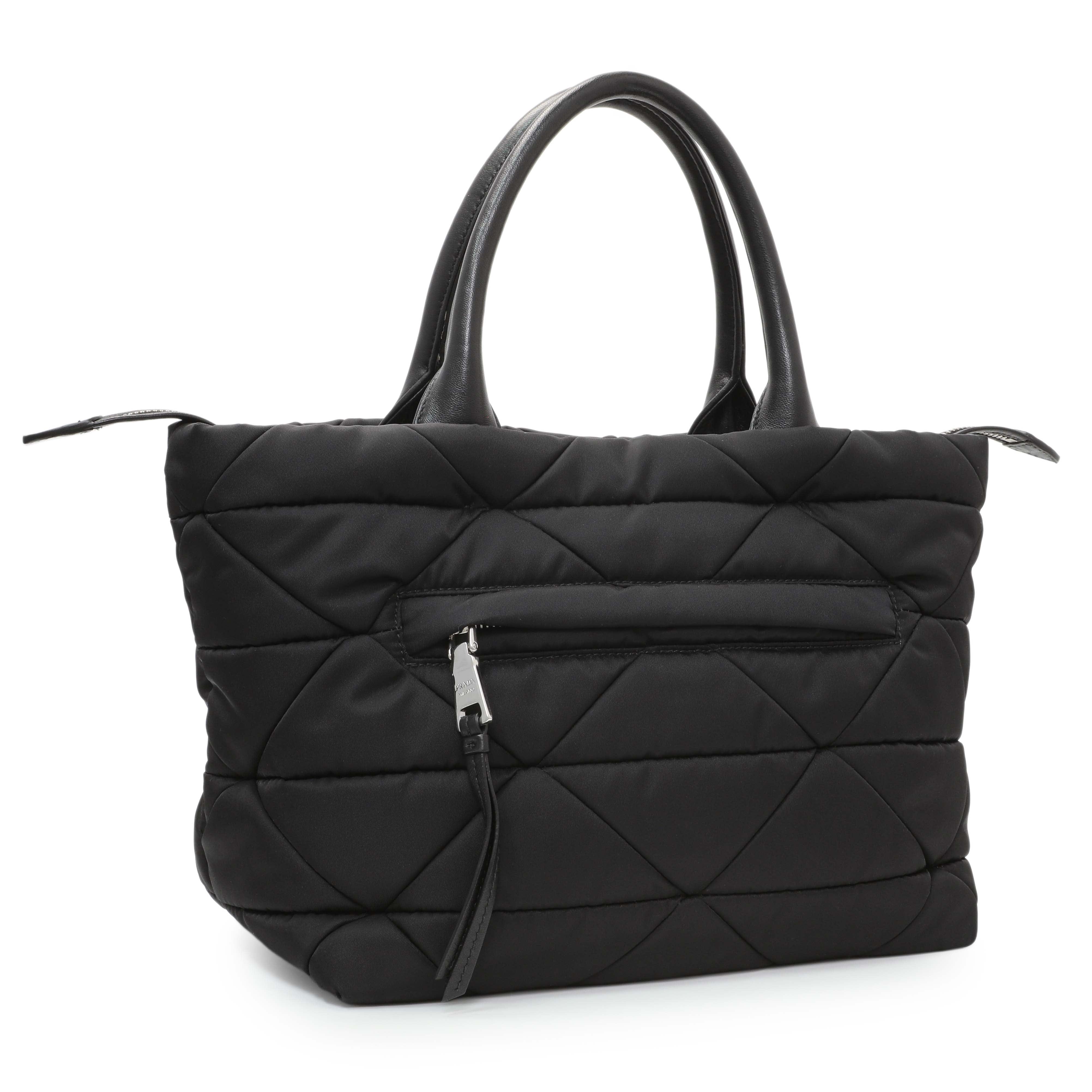 Prada Black Re - Nylon Padded Double Handled Zip Tote
