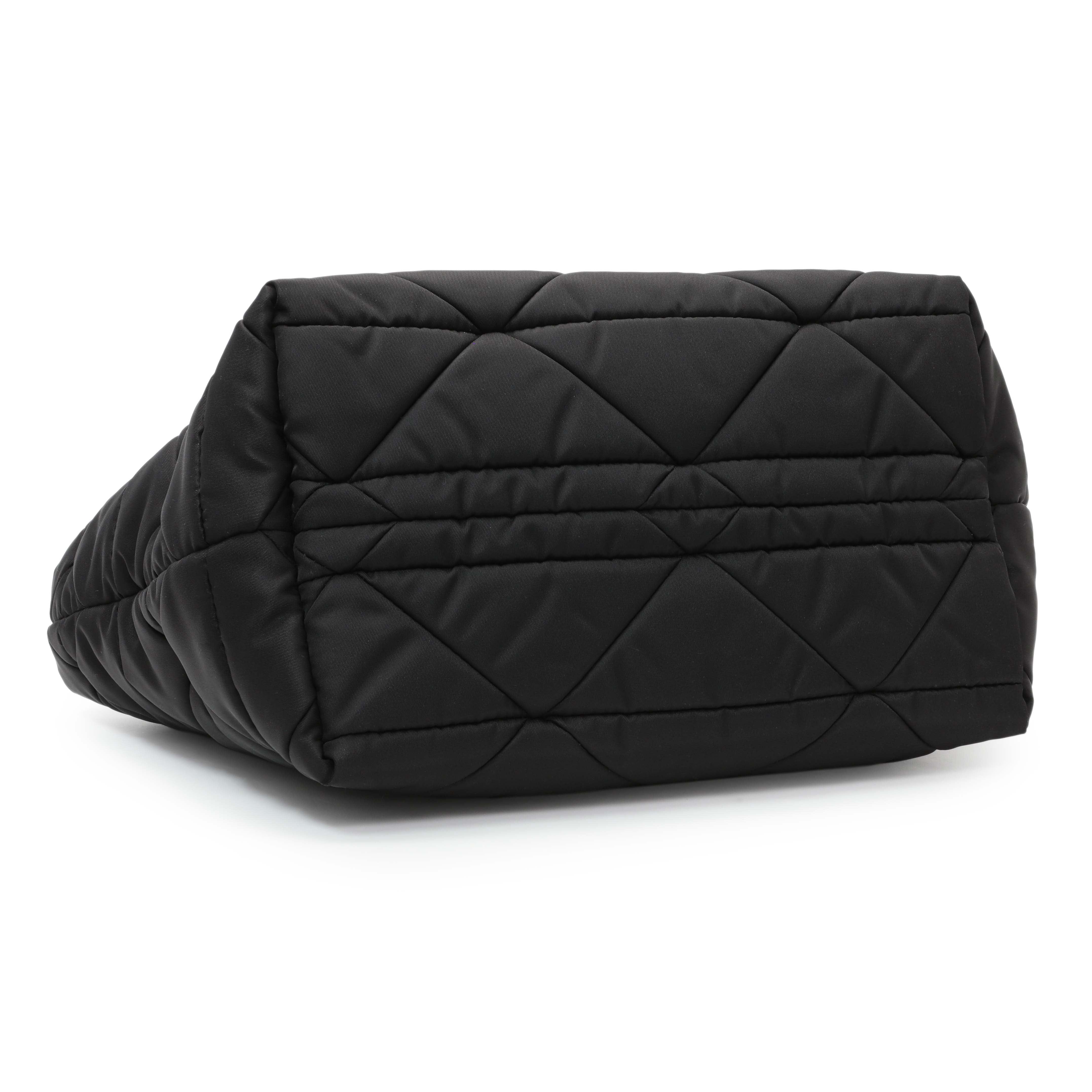 Prada Black Re - Nylon Padded Double Handled Zip Tote