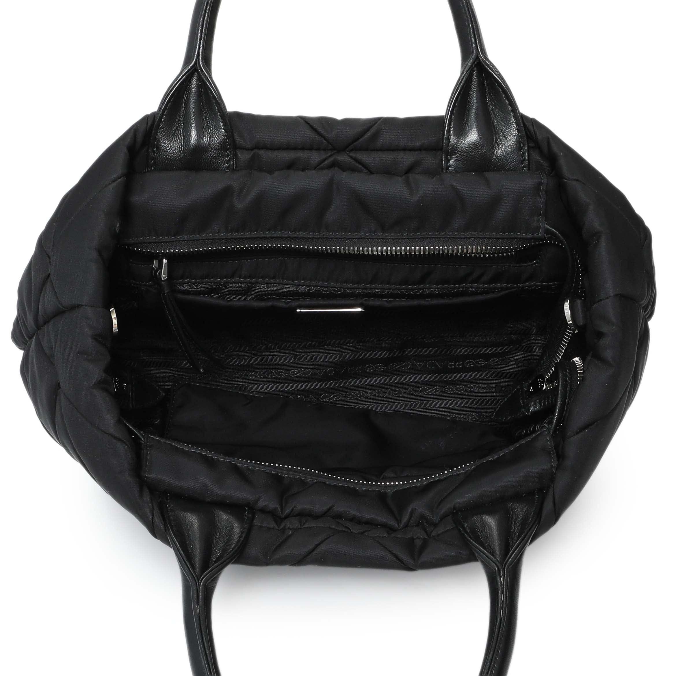 Prada Black Re - Nylon Padded Double Handled Zip Tote