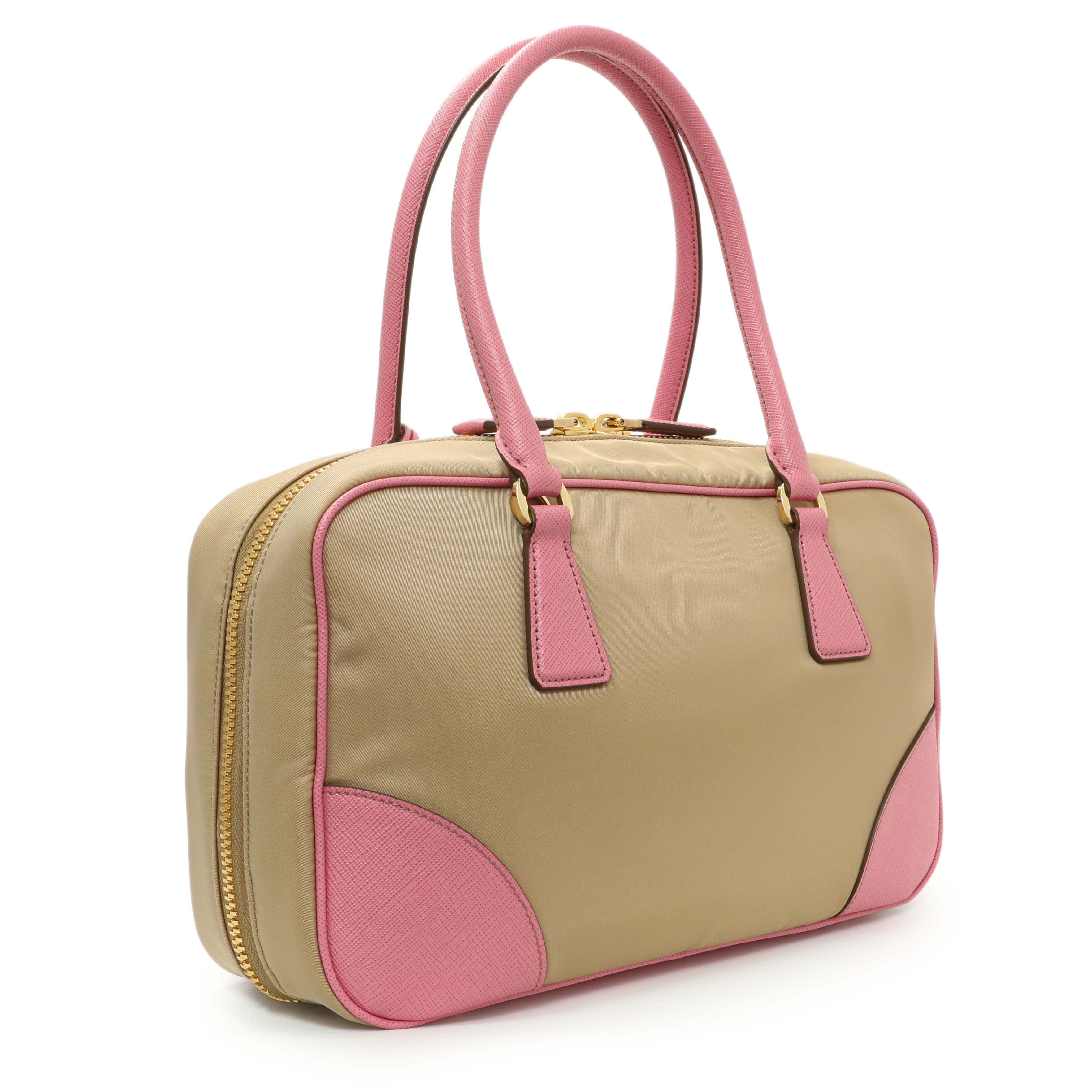 Prada Camel Re - Nylon Saffiano Medium Re - Edition 1978 Tote
