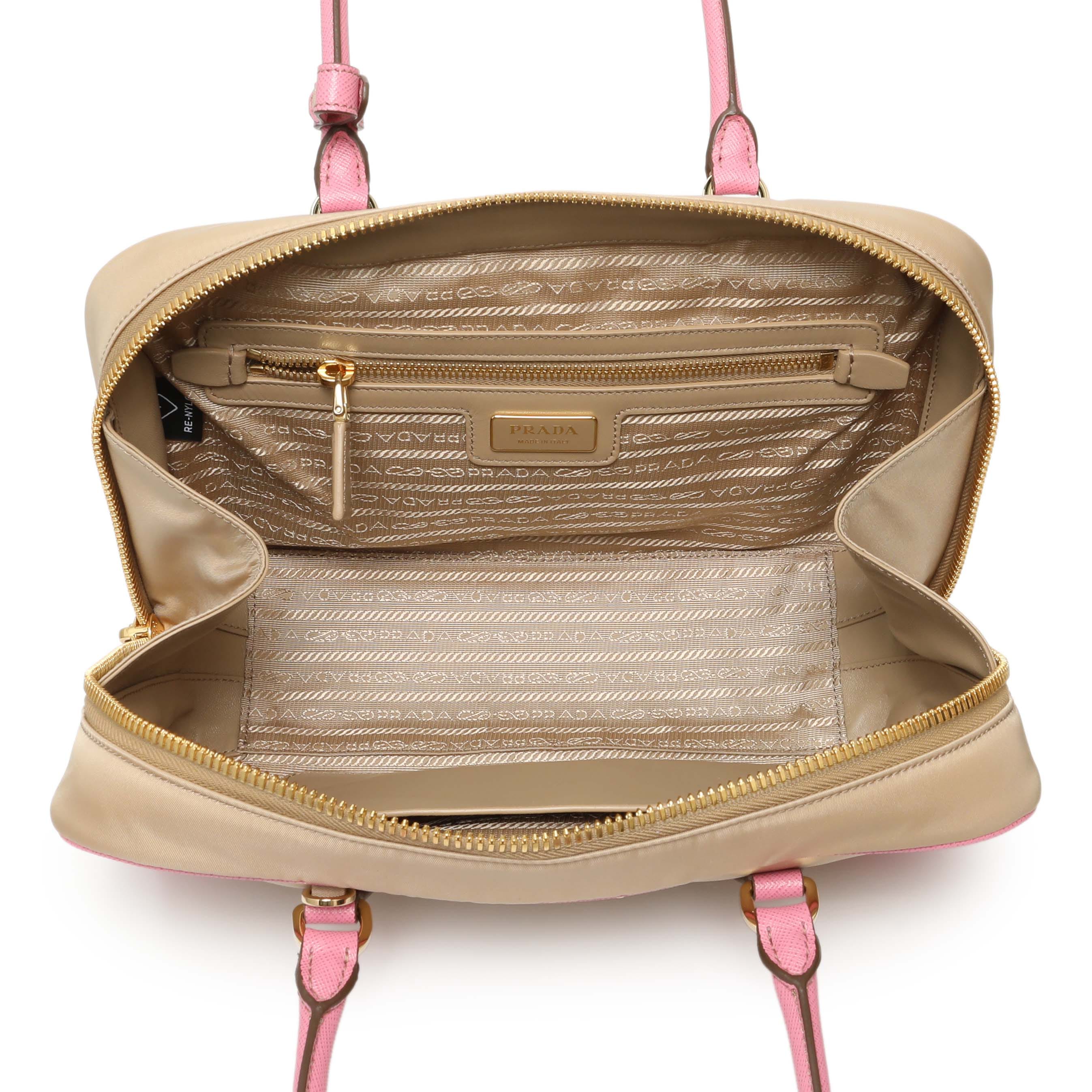 Prada Camel Re - Nylon Saffiano Medium Re - Edition 1978 Tote