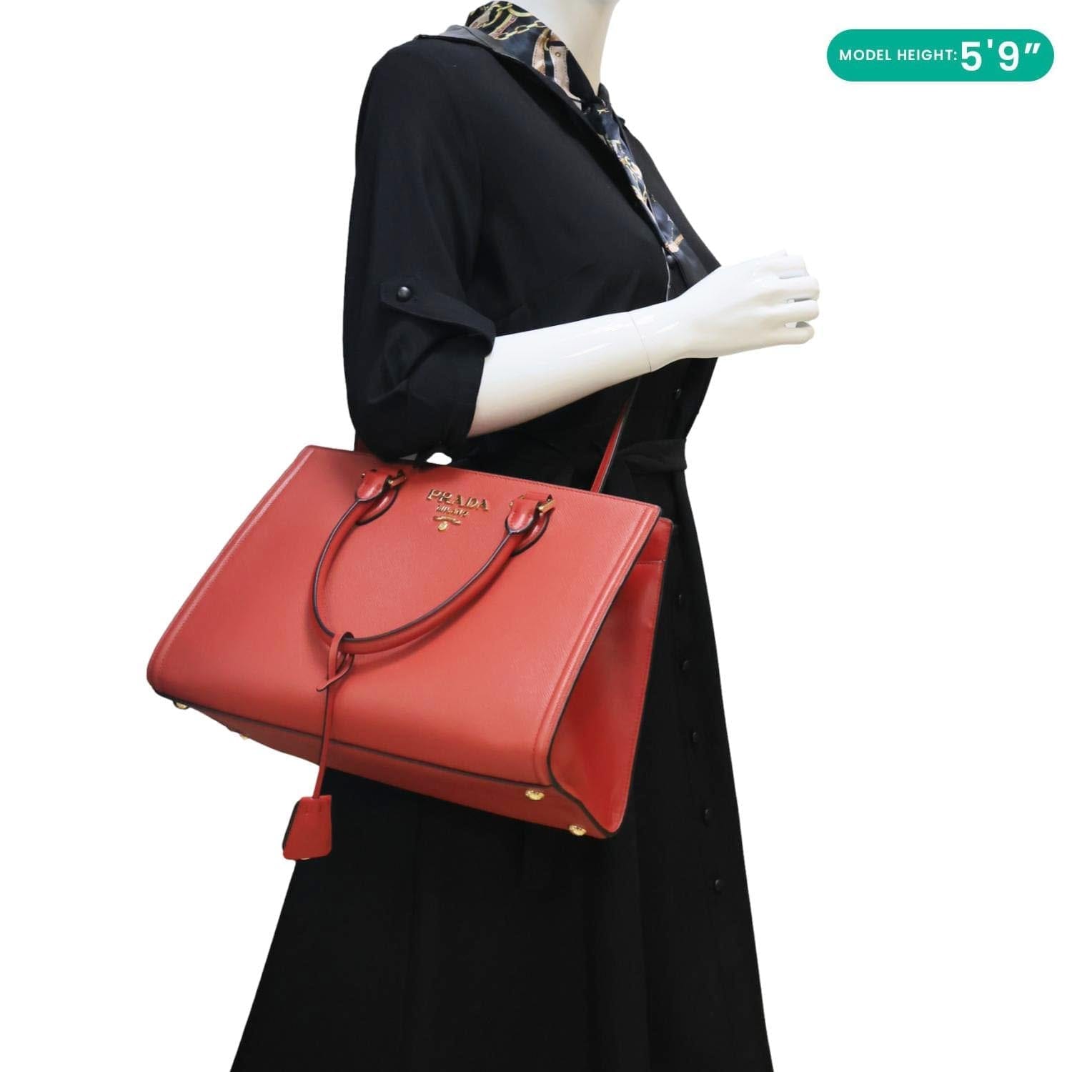 PRADA Saffiano Leather Tote Bag Red