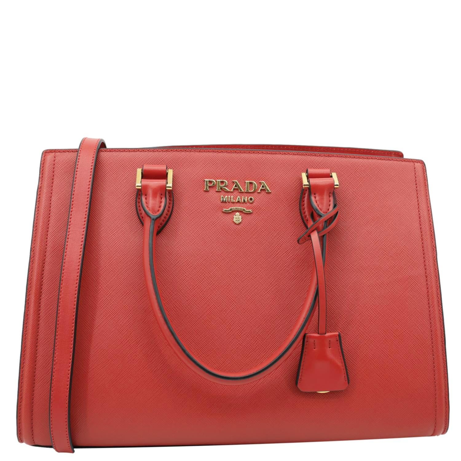 PRADA Saffiano Leather Tote Bag Red