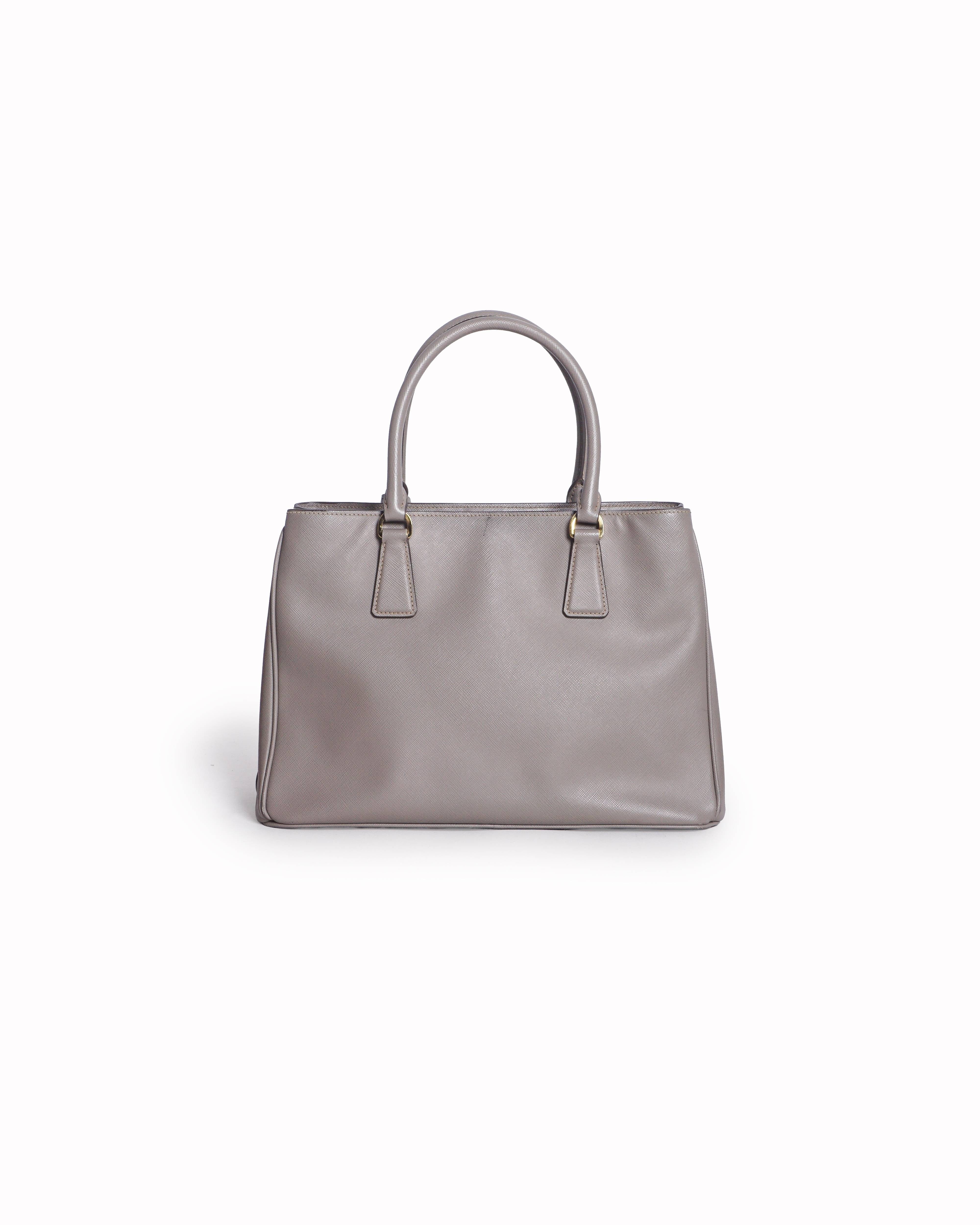 Prada Taupe Saffiano Leather Galleria Tote Bag