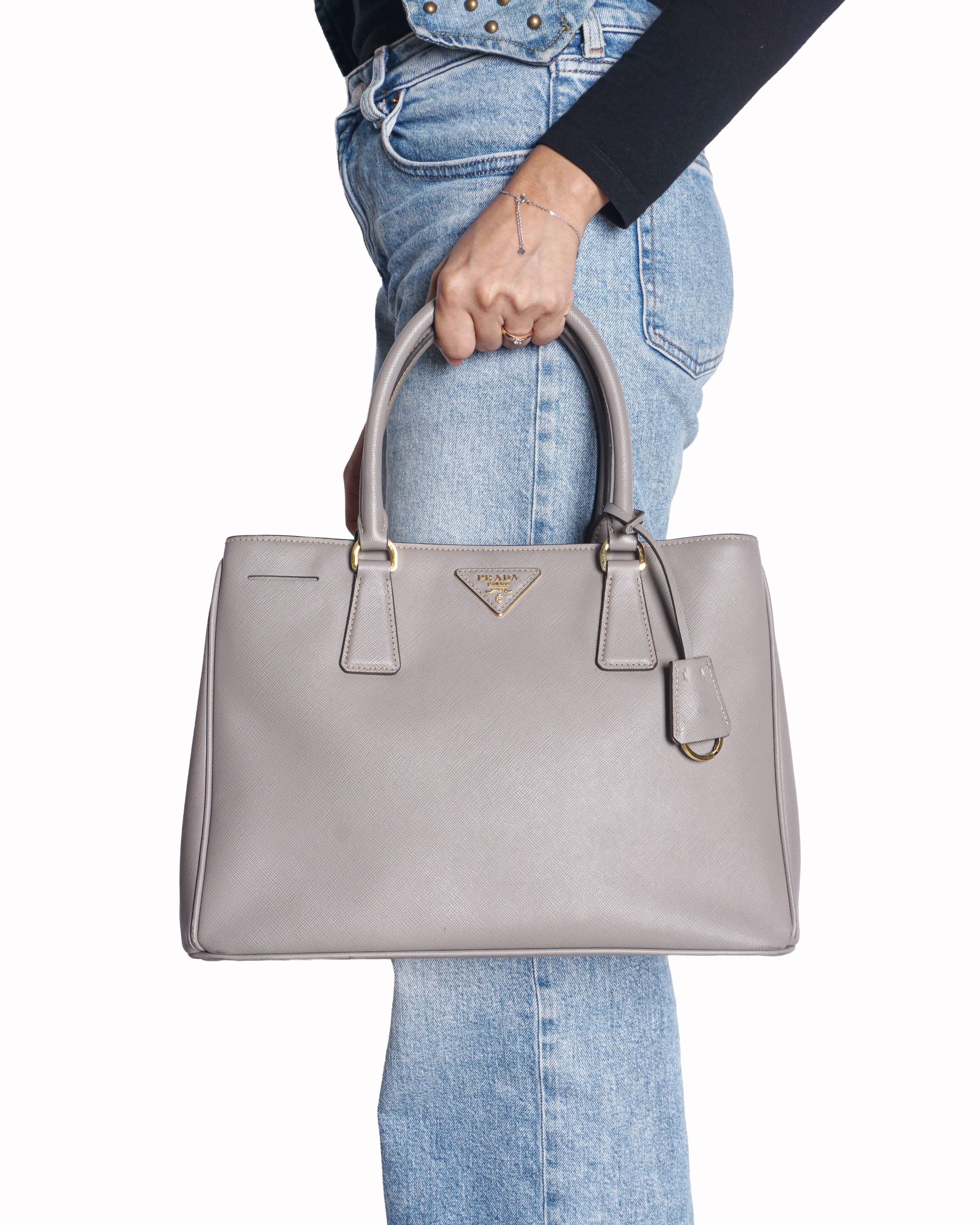 Prada Taupe Saffiano Leather Galleria Tote Bag