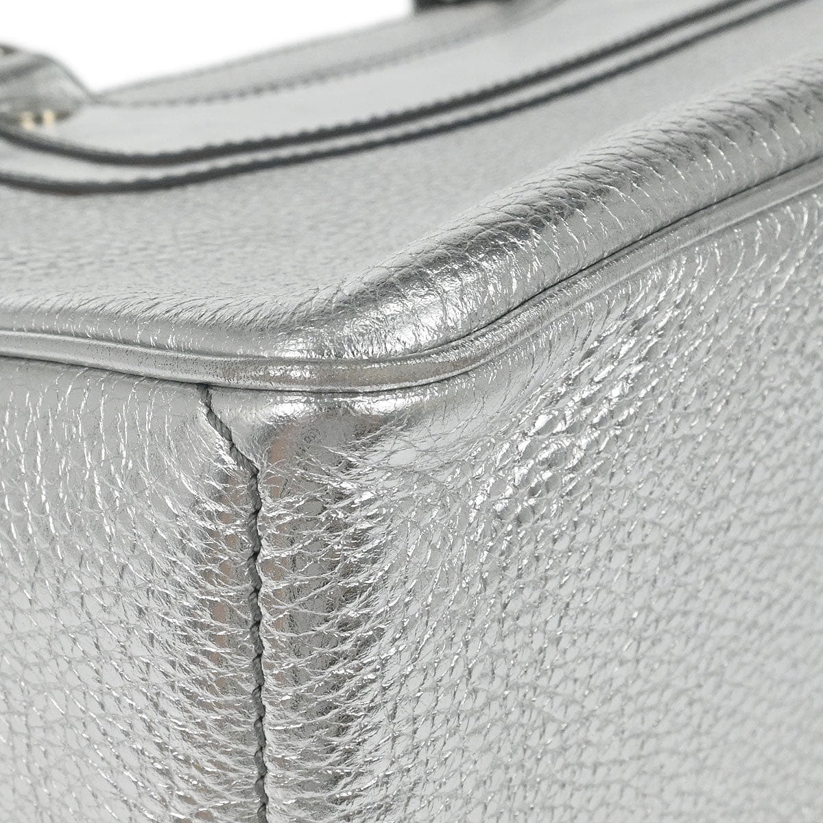 Celine Metallic Silver Leather Boogie Bag Handbag