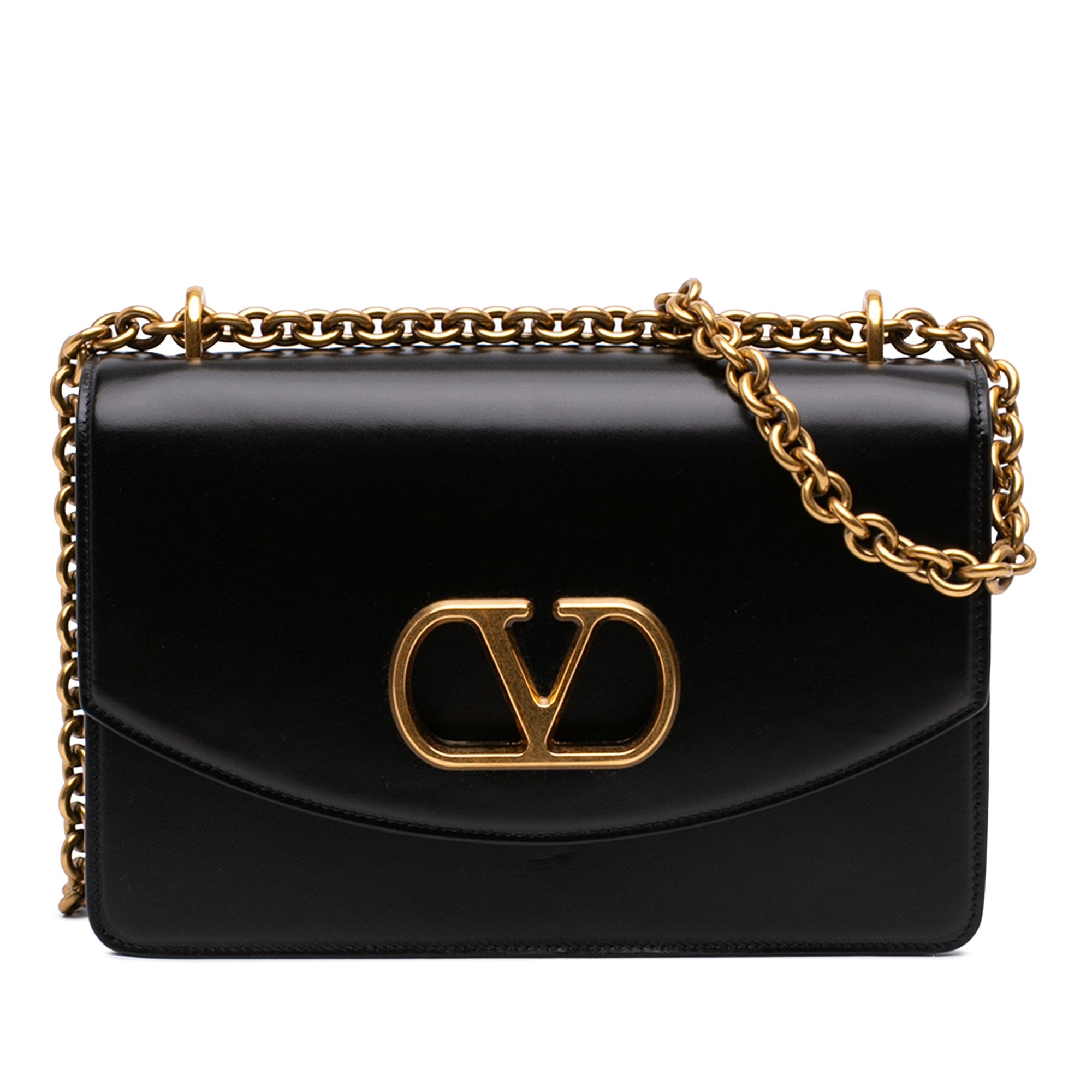 Valentino Small Shiny Calfskin VLogo Vain Crossbody