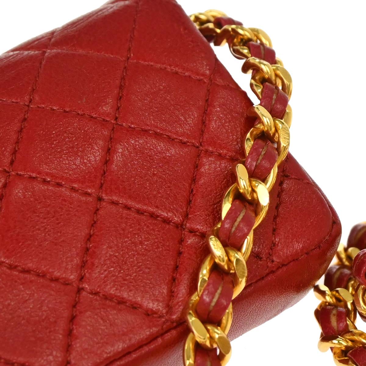 Chanel 1989 - 1991 Red Lambskin Micro Classic Flap Shoulder Bag Pochette
