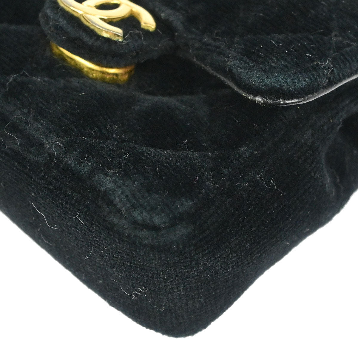 Chanel 1989 - 1991 Black Velvet Micro Classic Flap Shoulder Bag Pochette