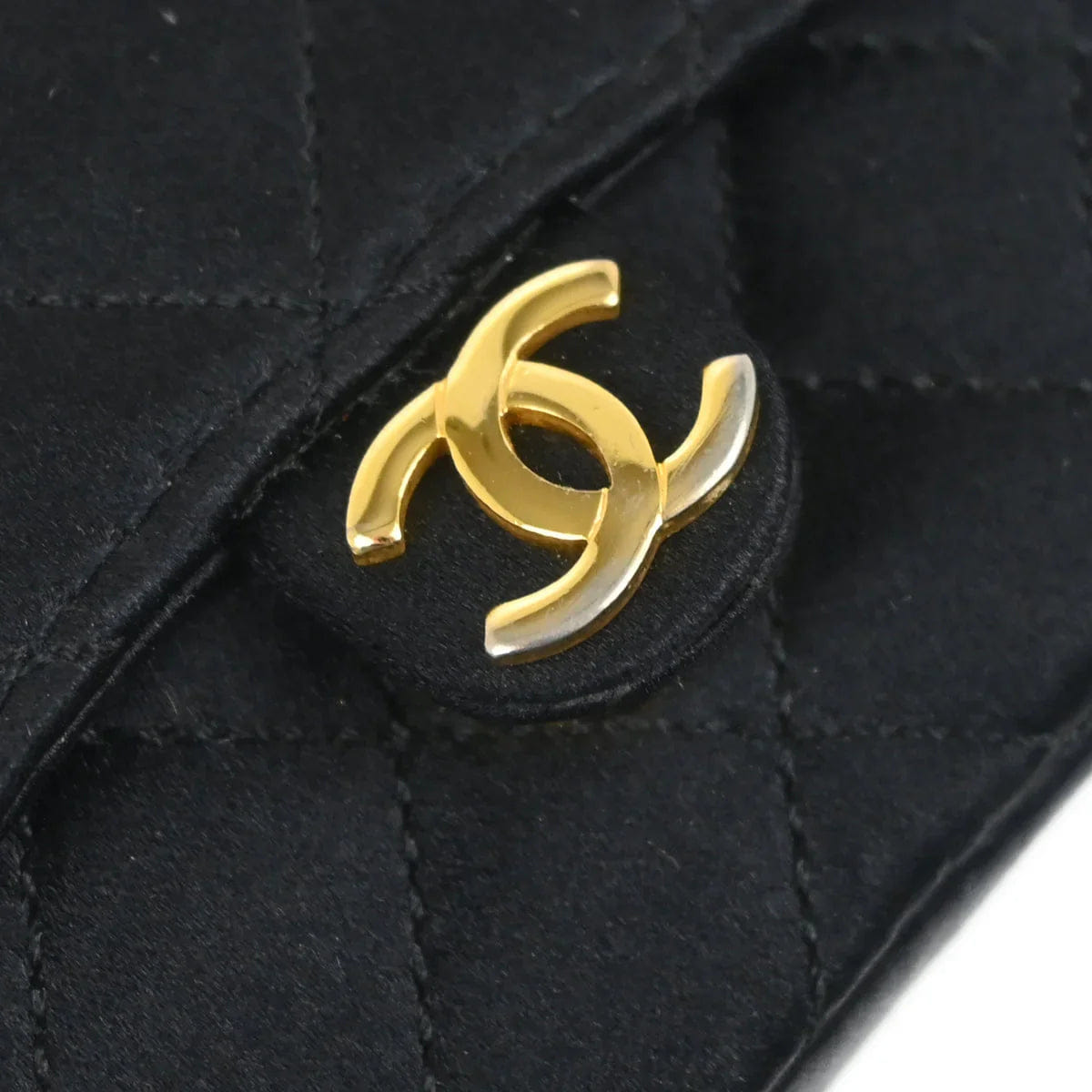 Chanel 1989 - 1991 Black Satin Classic Flap Micro Chain Shoulder Bag