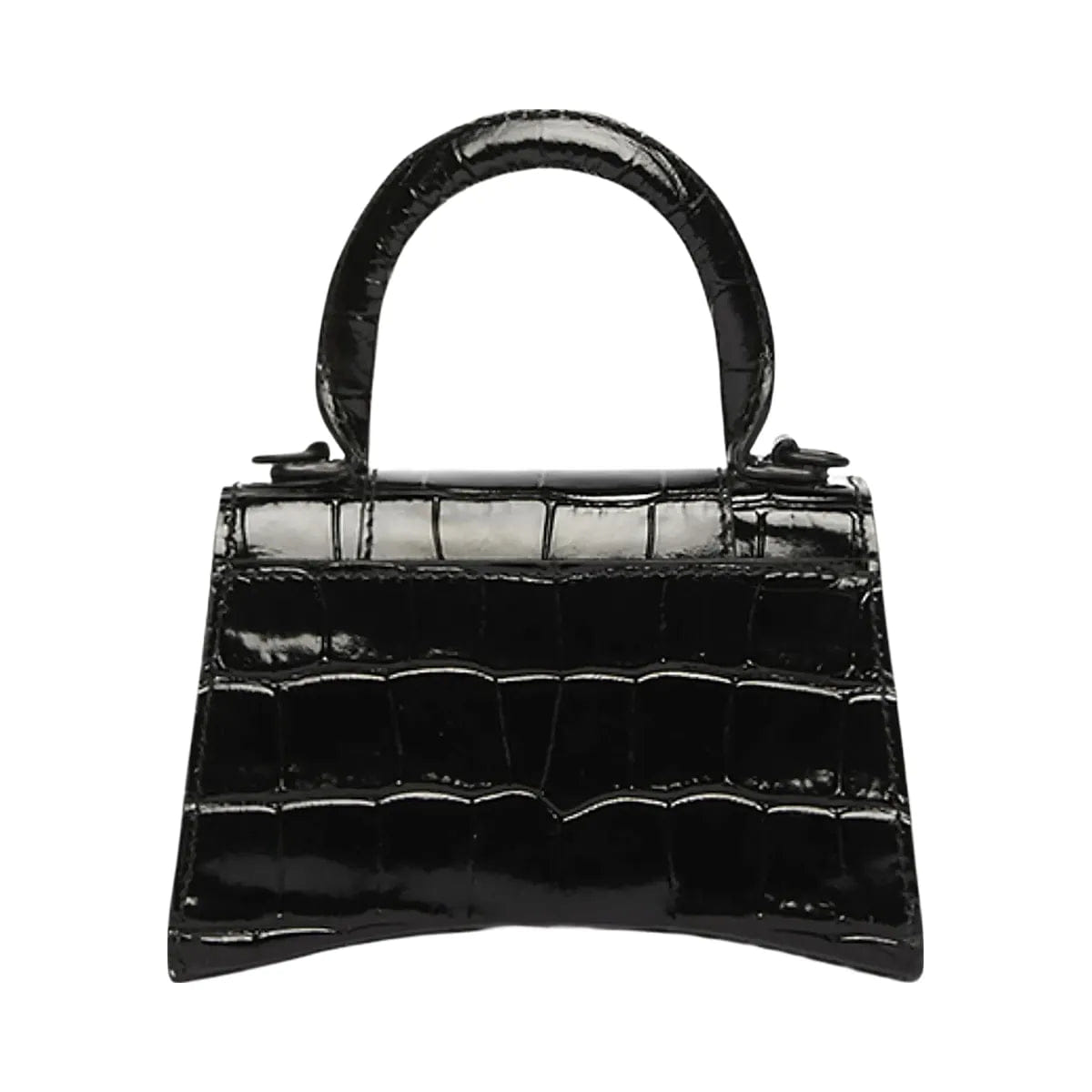 Balenciaga Hourglass Mini Handbag With Chain Crocodile Embossed