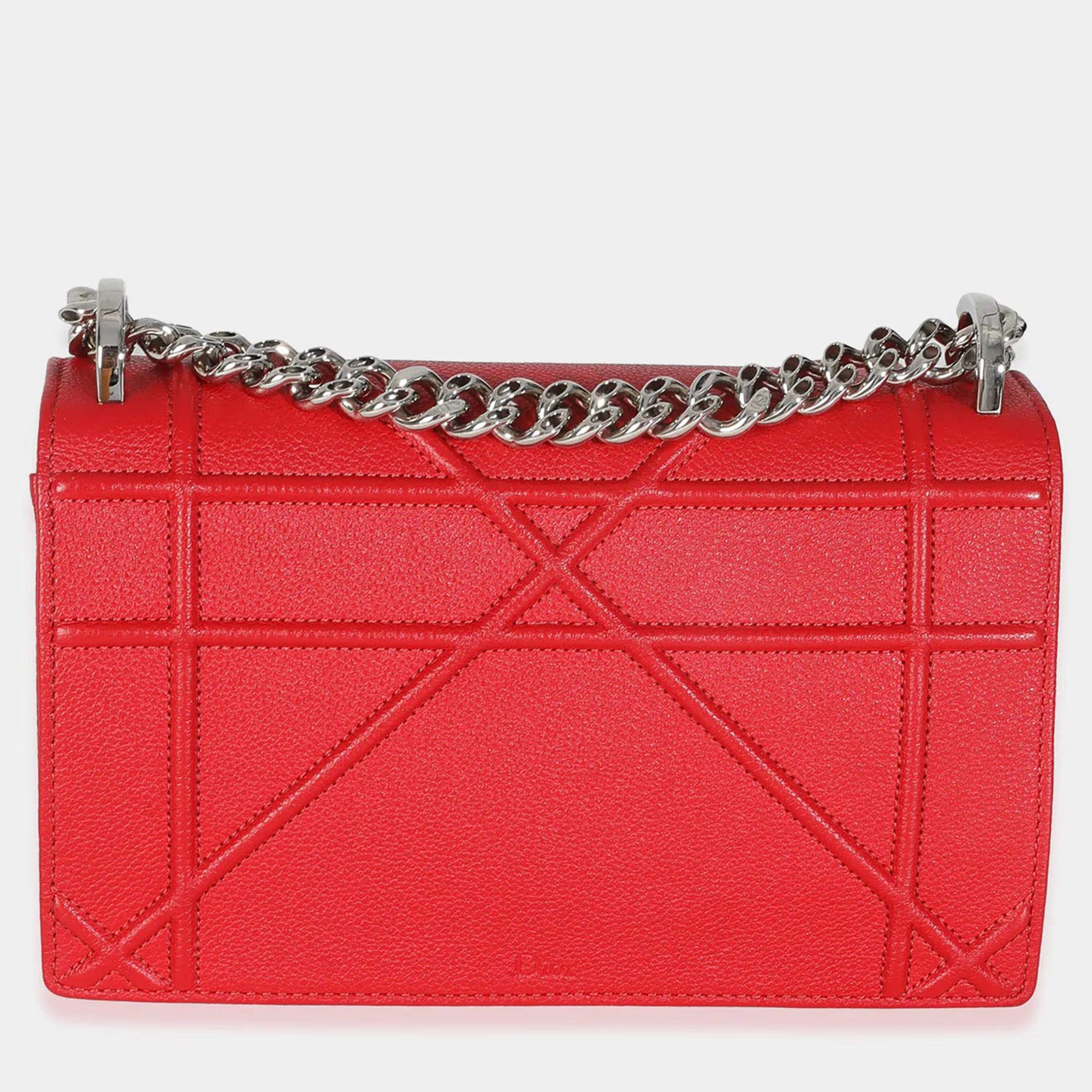 Dior Medium Red Leather Diorama Shoulder Bag