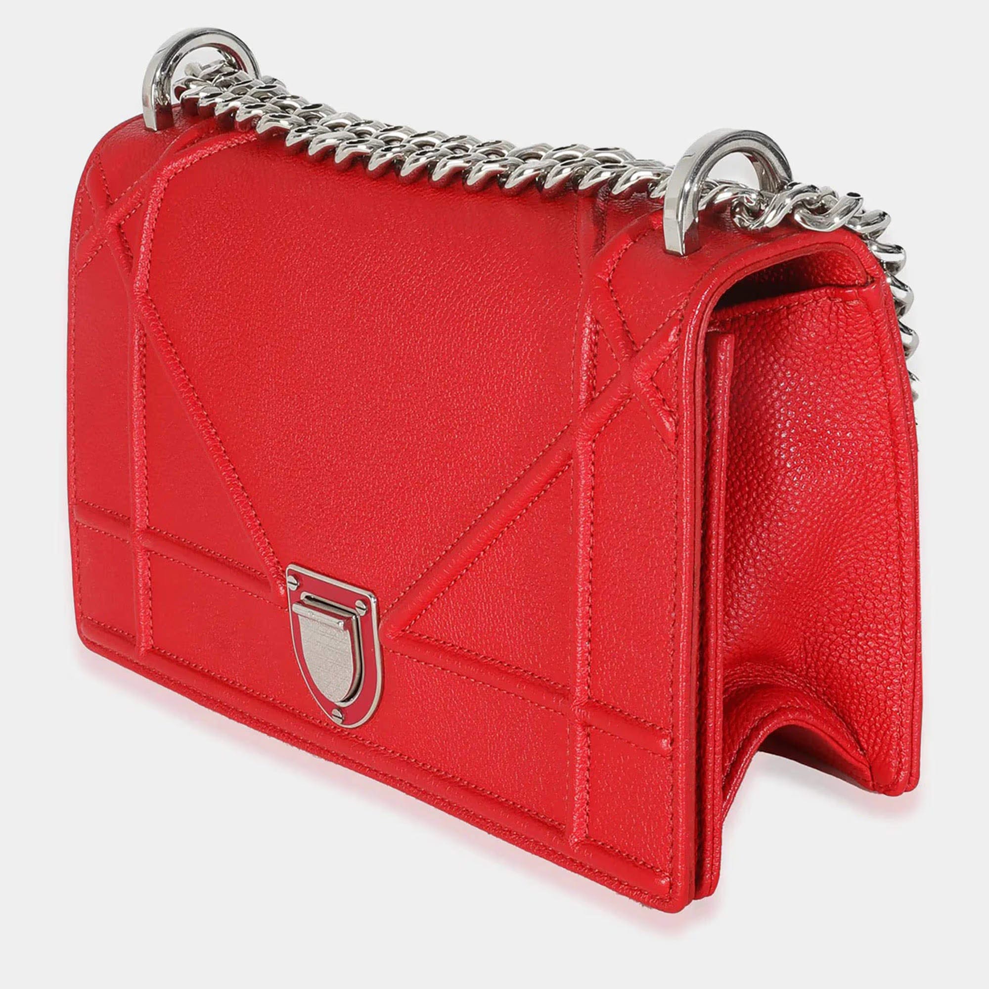 Dior Medium Red Leather Diorama Shoulder Bag