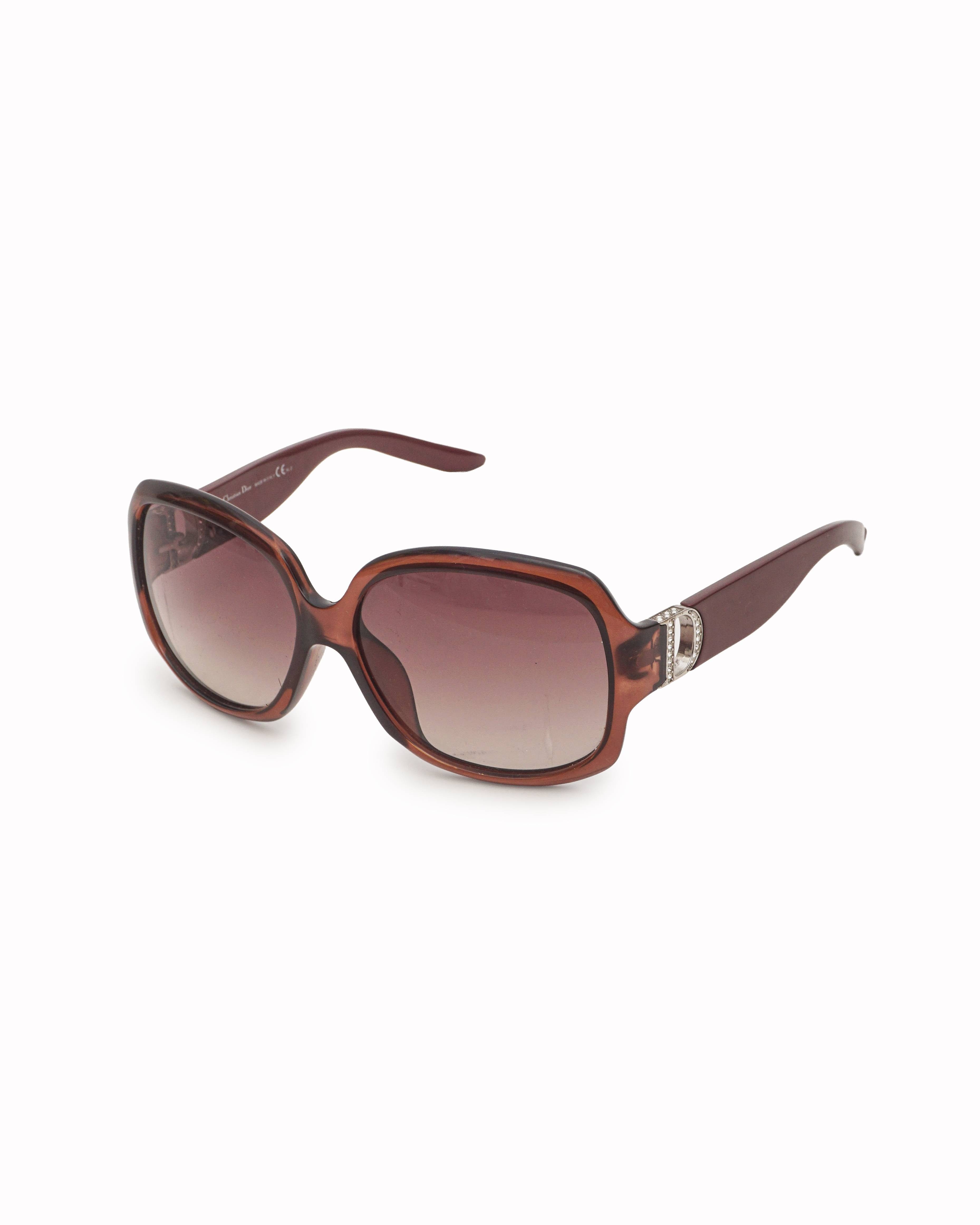 Dior Christian Dior Oversized Burgundy Acetate Sunglasses