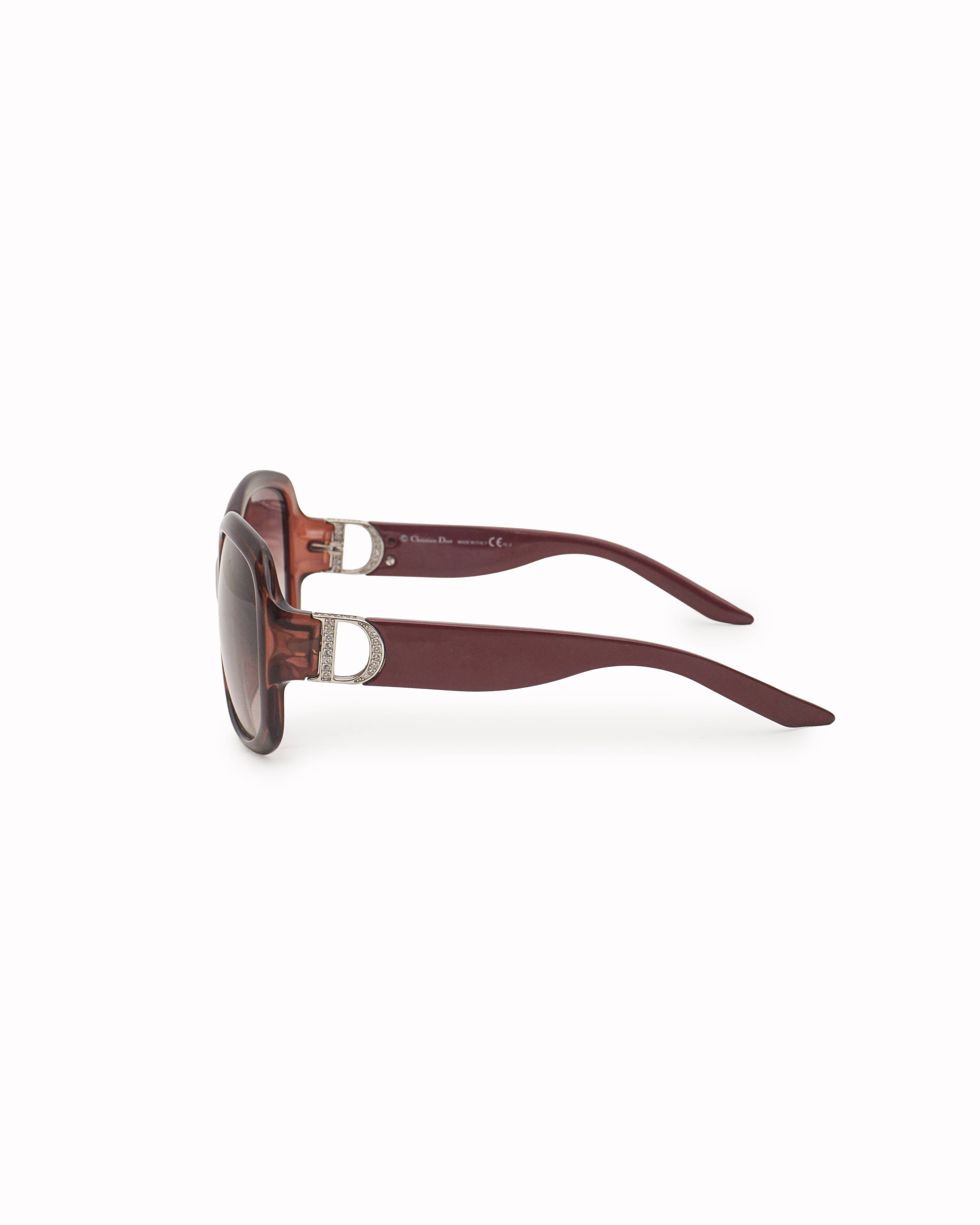 Dior Christian Dior Oversized Burgundy Acetate Sunglasses