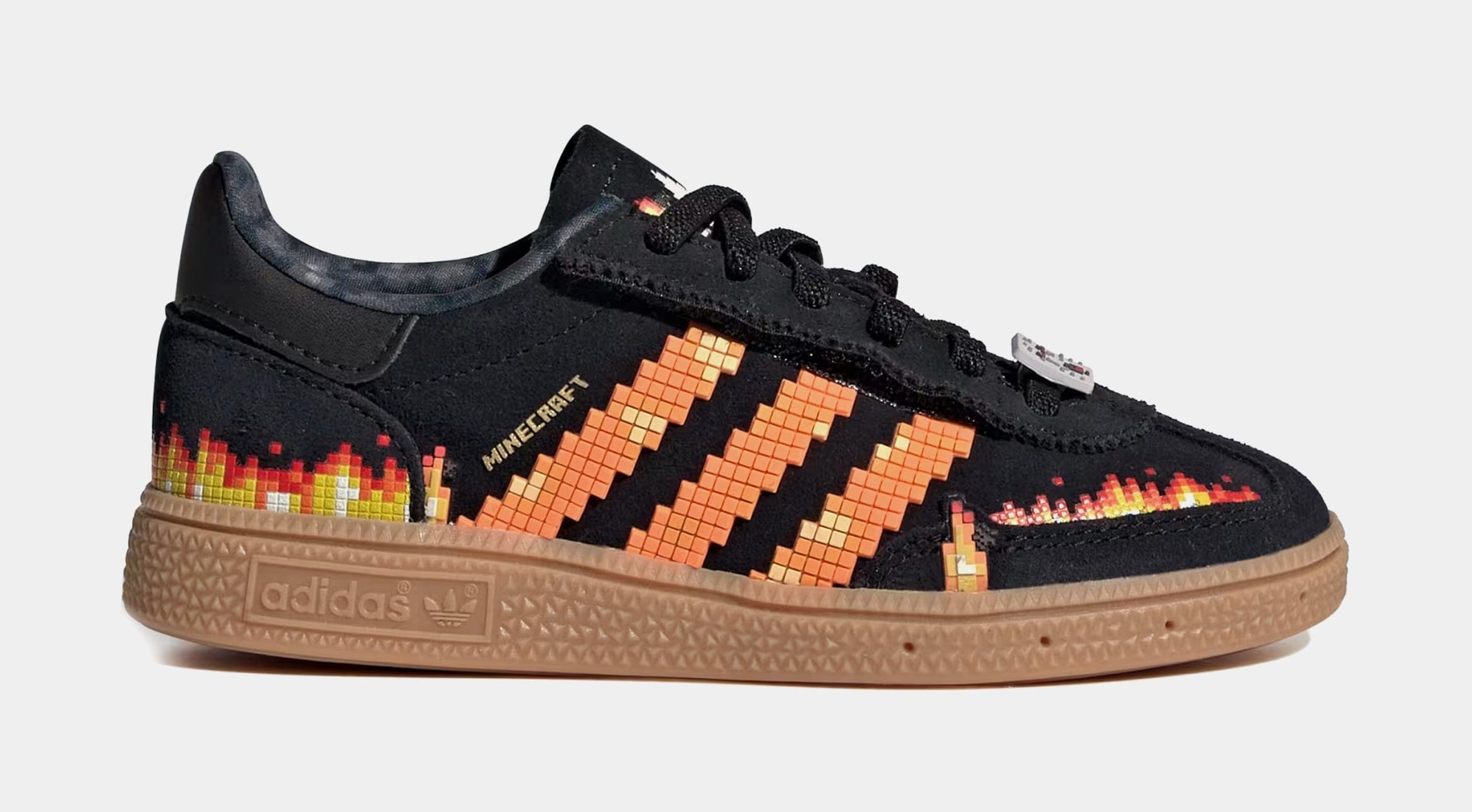 adidas Minecraft Handball Spezial Comfort Closure Elastic Lace Preschool Lifestyle Shoes (Core Black/Pure Orange/Cloud White)