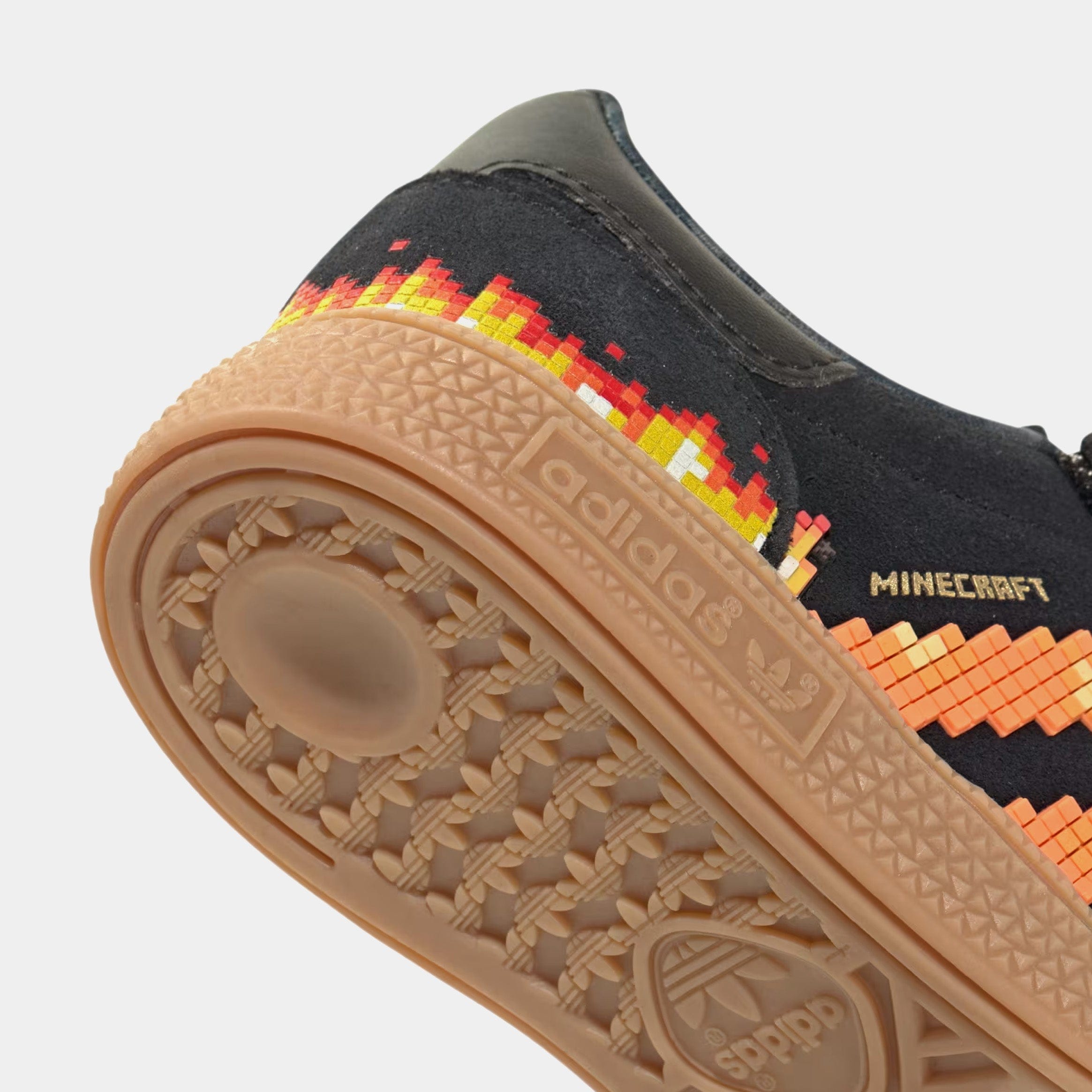 adidas Minecraft Handball Spezial Comfort Closure Elastic Lace Preschool Lifestyle Shoes (Core Black/Pure Orange/Cloud White)
