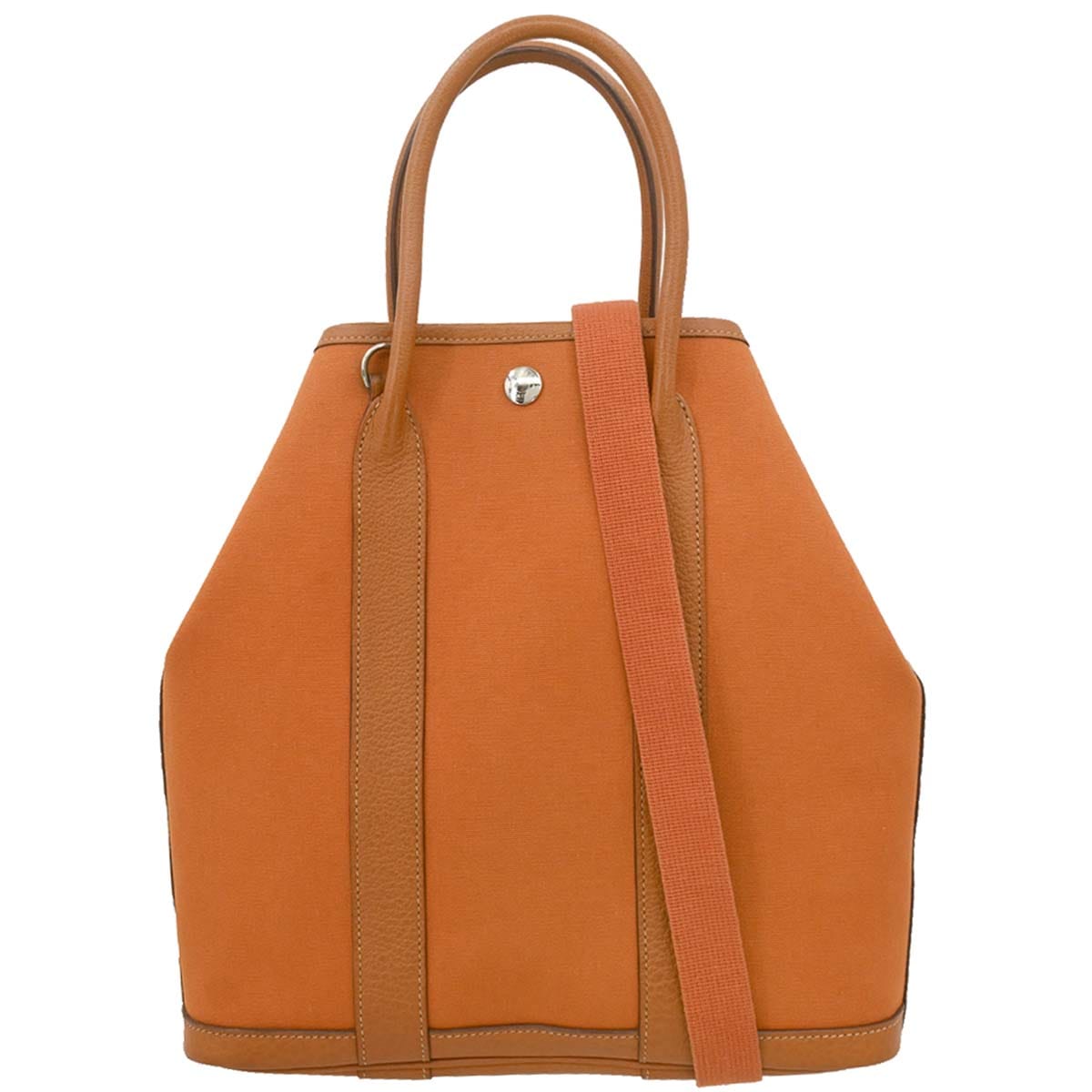 Hermes 2005 Orange Toile Officier Buffalo Garden File PM 2way Tote Bag