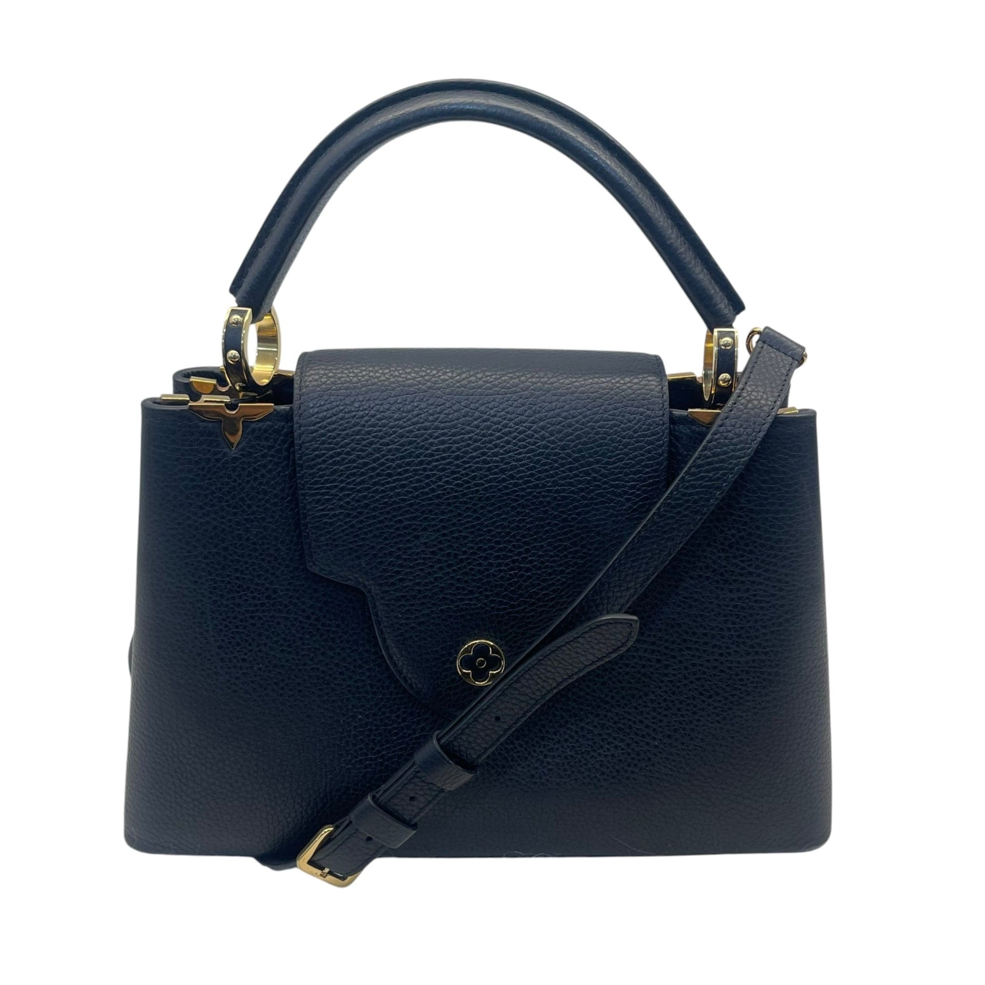 Louis Vuitton Capucines MM Black Leather Tote Bag