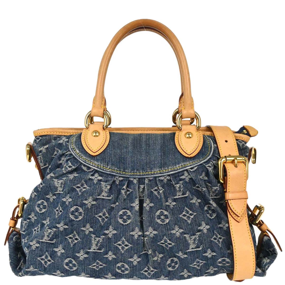 Louis Vuitton 2007 Monogram Denim Neo Cabby MM 2way Shoulder Tote Handbag M95349