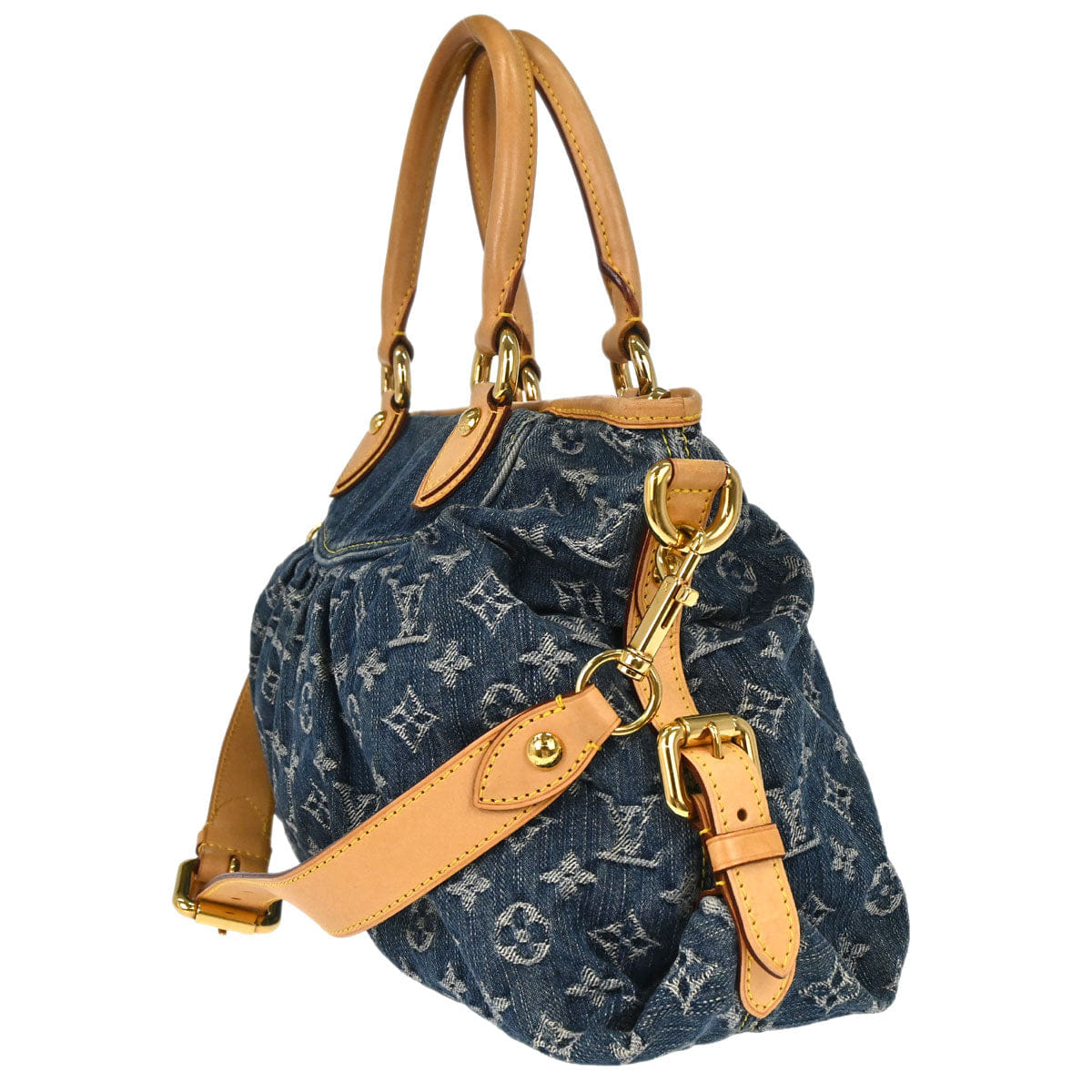 Louis Vuitton 2007 Monogram Denim Neo Cabby MM 2way Shoulder Tote Handbag M95349