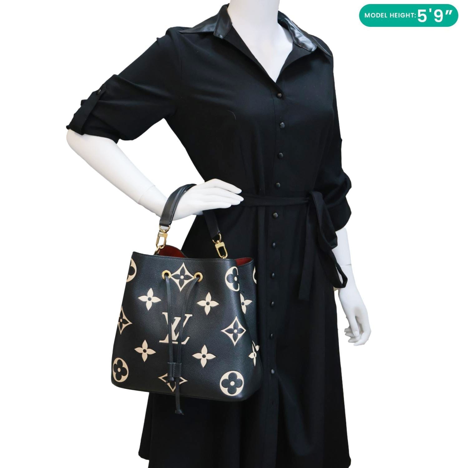 LOUIS VUITTON NeoNoe MM Monogram Empreinte Tote Bag Black Bicolor