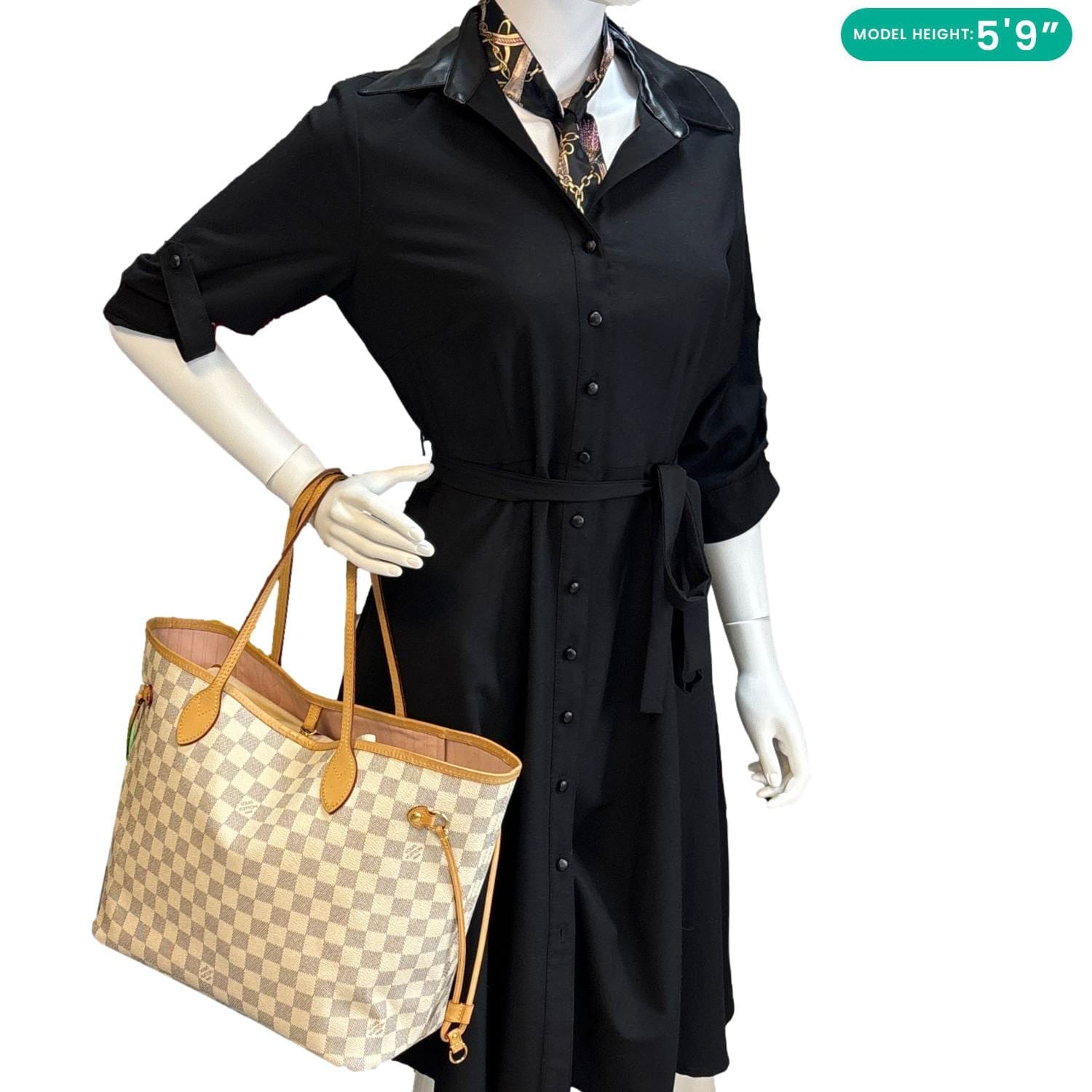 LOUIS VUITTON Neverfull MM Damier Azur Tote Bag White