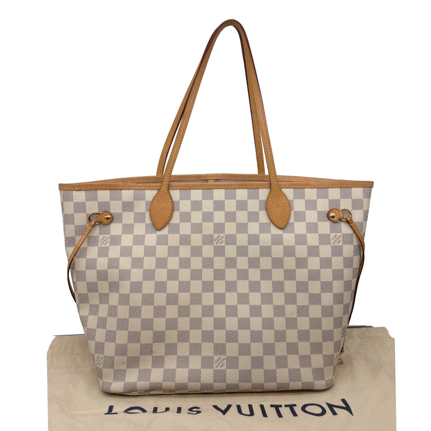 LOUIS VUITTON Neverfull MM Damier Azur Tote Bag White