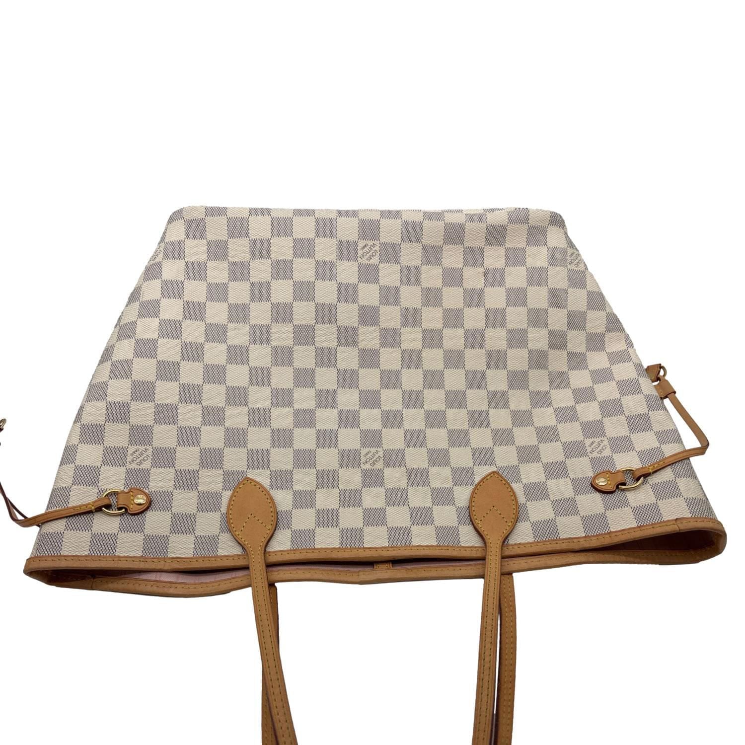 LOUIS VUITTON Neverfull MM Damier Azur Tote Bag White