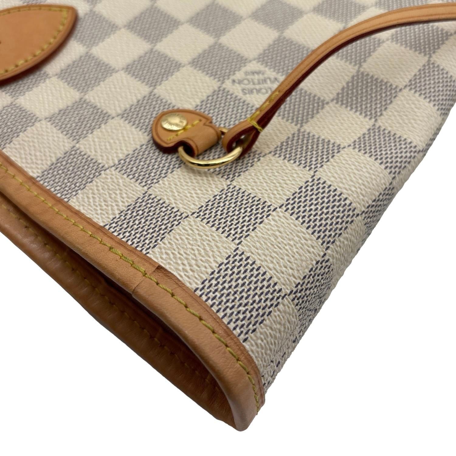 LOUIS VUITTON Neverfull MM Damier Azur Tote Bag White