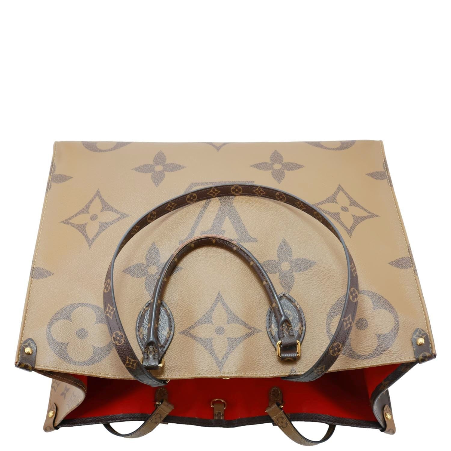 LOUIS VUITTON Onthego GM Giant Monogram Reverse Canvas Tote Shoulder Bag Brown