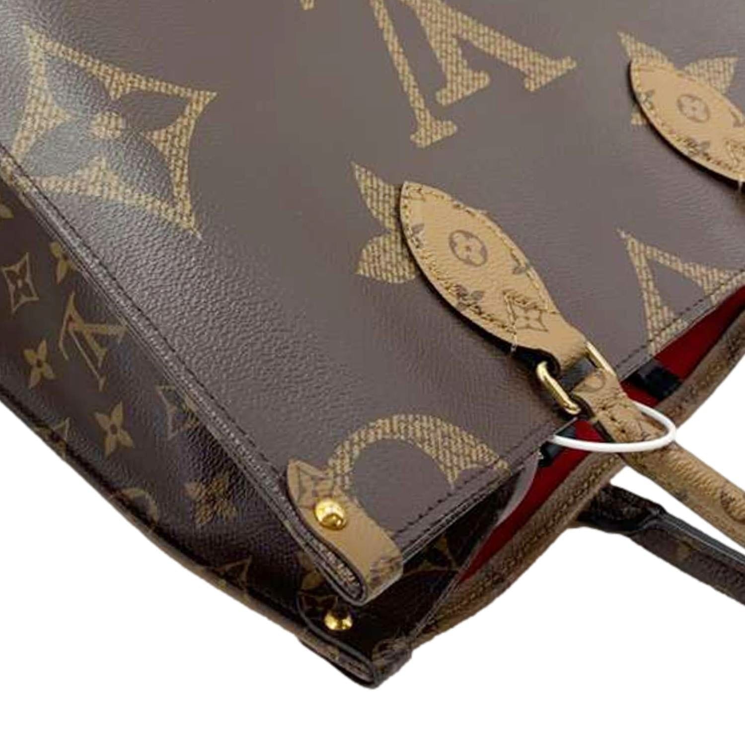 LOUIS VUITTON Onthego GM Giant Monogram Reverse Canvas Tote Shoulder Bag Brown