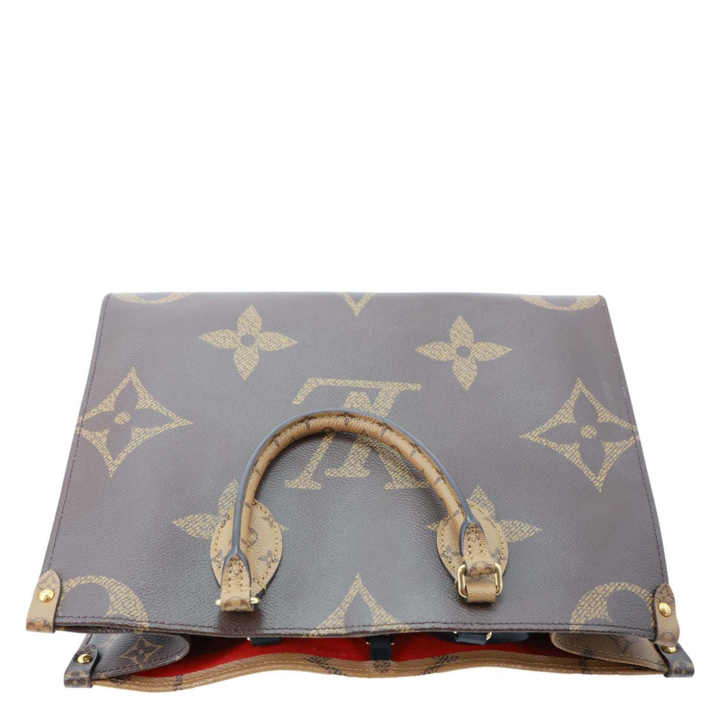 LOUIS VUITTON Onthego MM Reverse Monogram Giant Canvas Tote Bag Brown