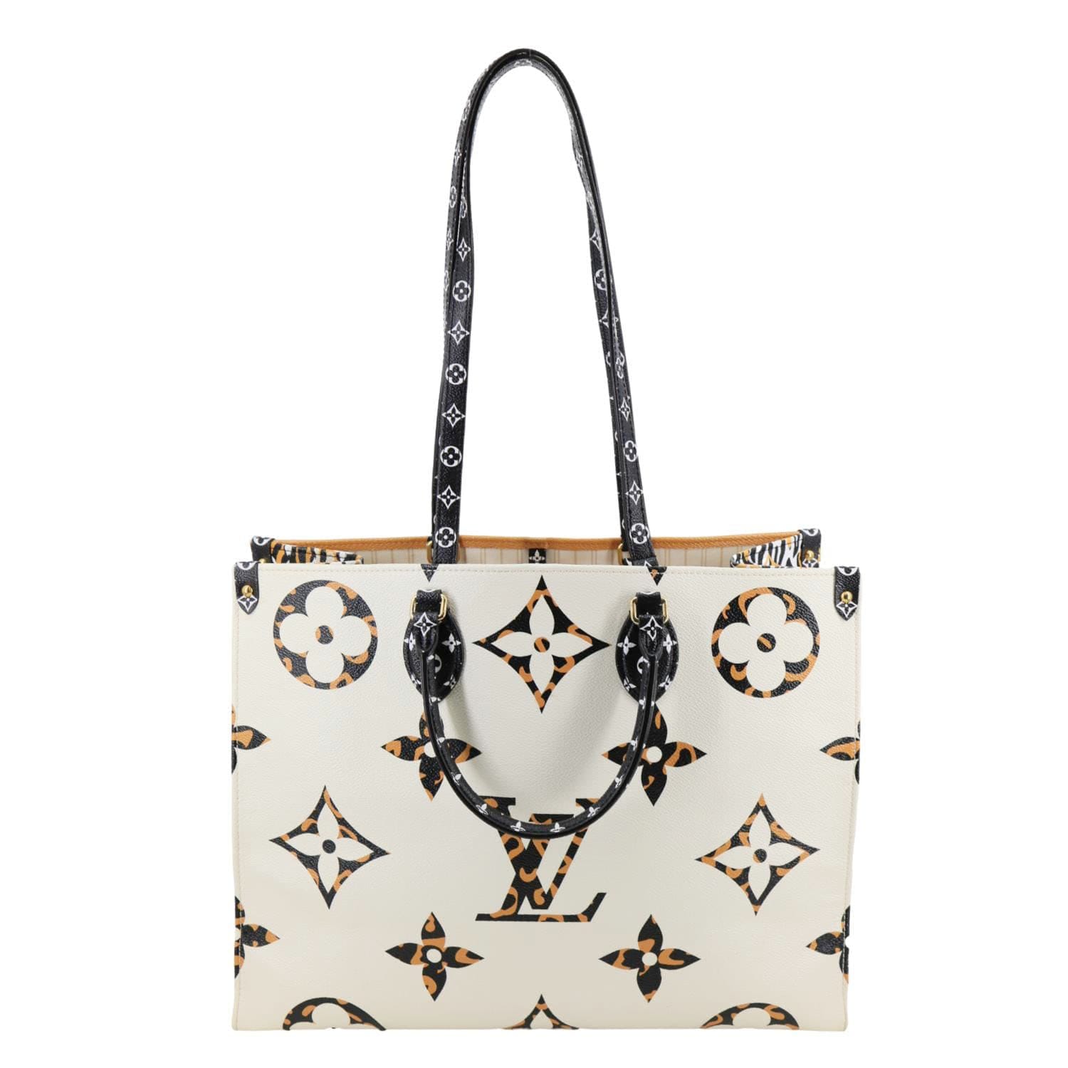 LOUIS VUITTON Onthego Jungle GM Giant Monogram Canvas Tote Shoulder Bag White