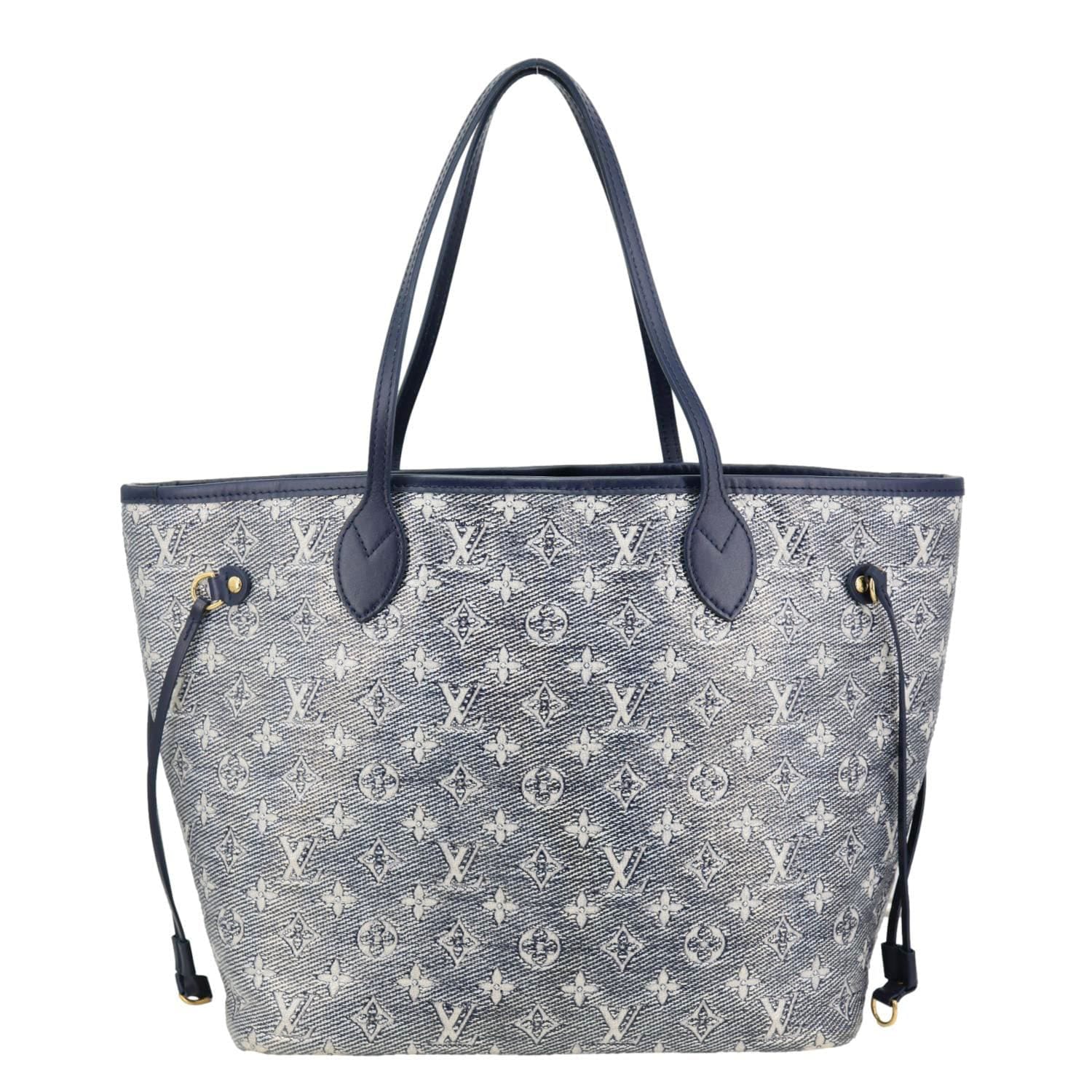 LOUIS VUITTON Neverfull MM Monoglam Jacquard Tote Bag Navy Blue